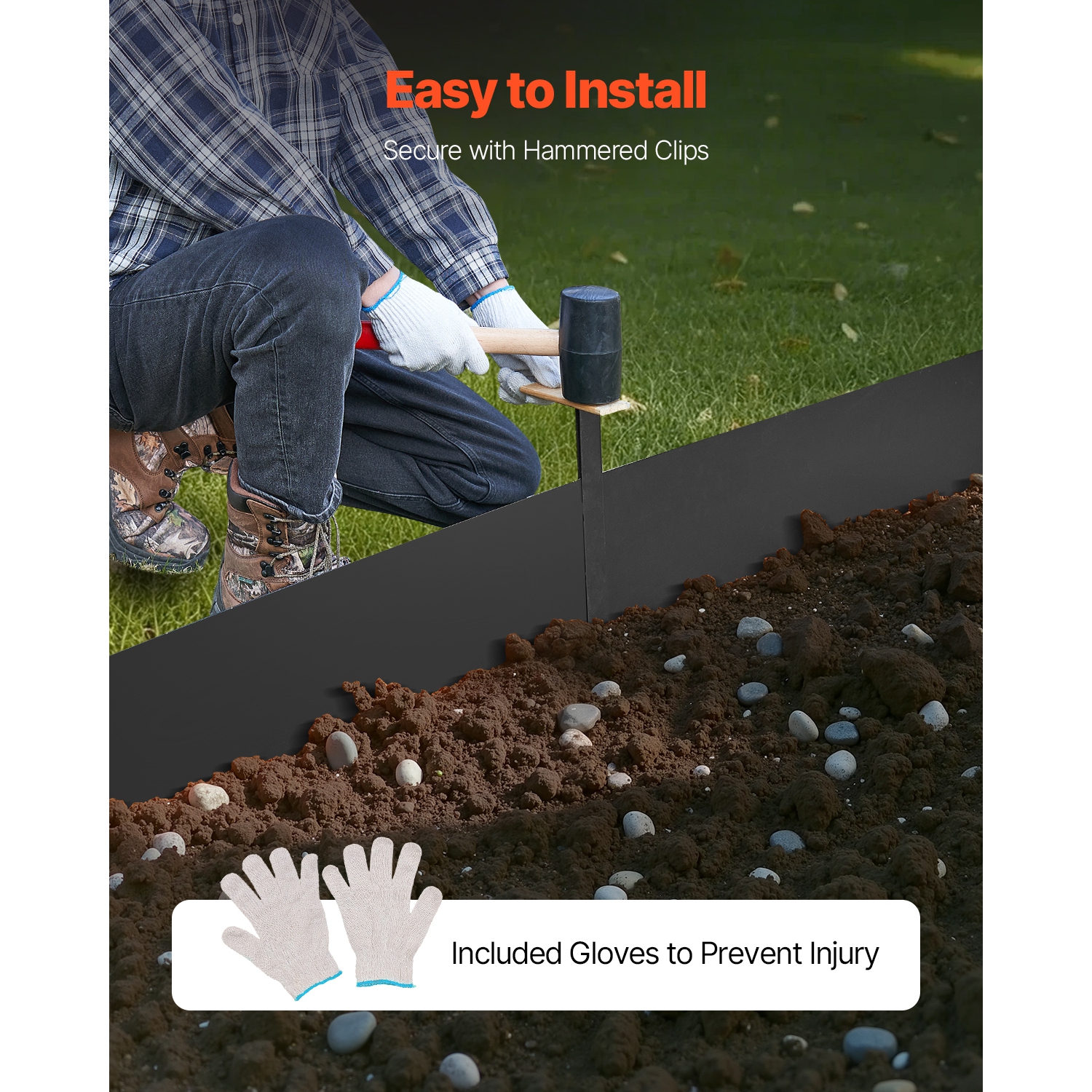 VEVOR 40 x 6 in Steel Landscape Edging, 4 Packs Rust-Resistant Metal Landscape Edging, Bendable Garden Edging Border, Heavy Duty Lawn Edging,