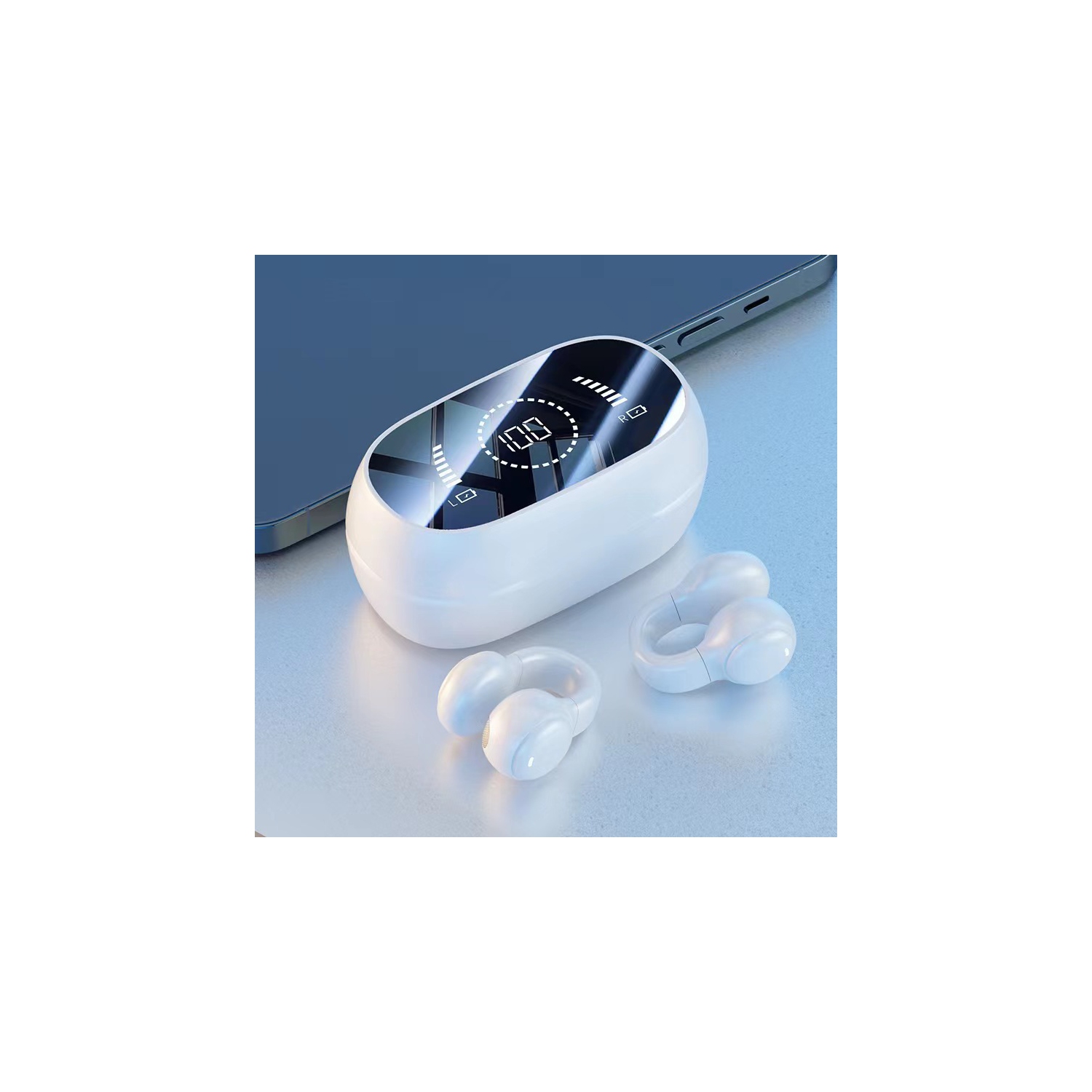 Écouteurs Bluetooth, conduction osseuse sans fil Réduction du bruit pour jeux sportifs Longue autonomie, écouteurs bouton sport étanches à pince