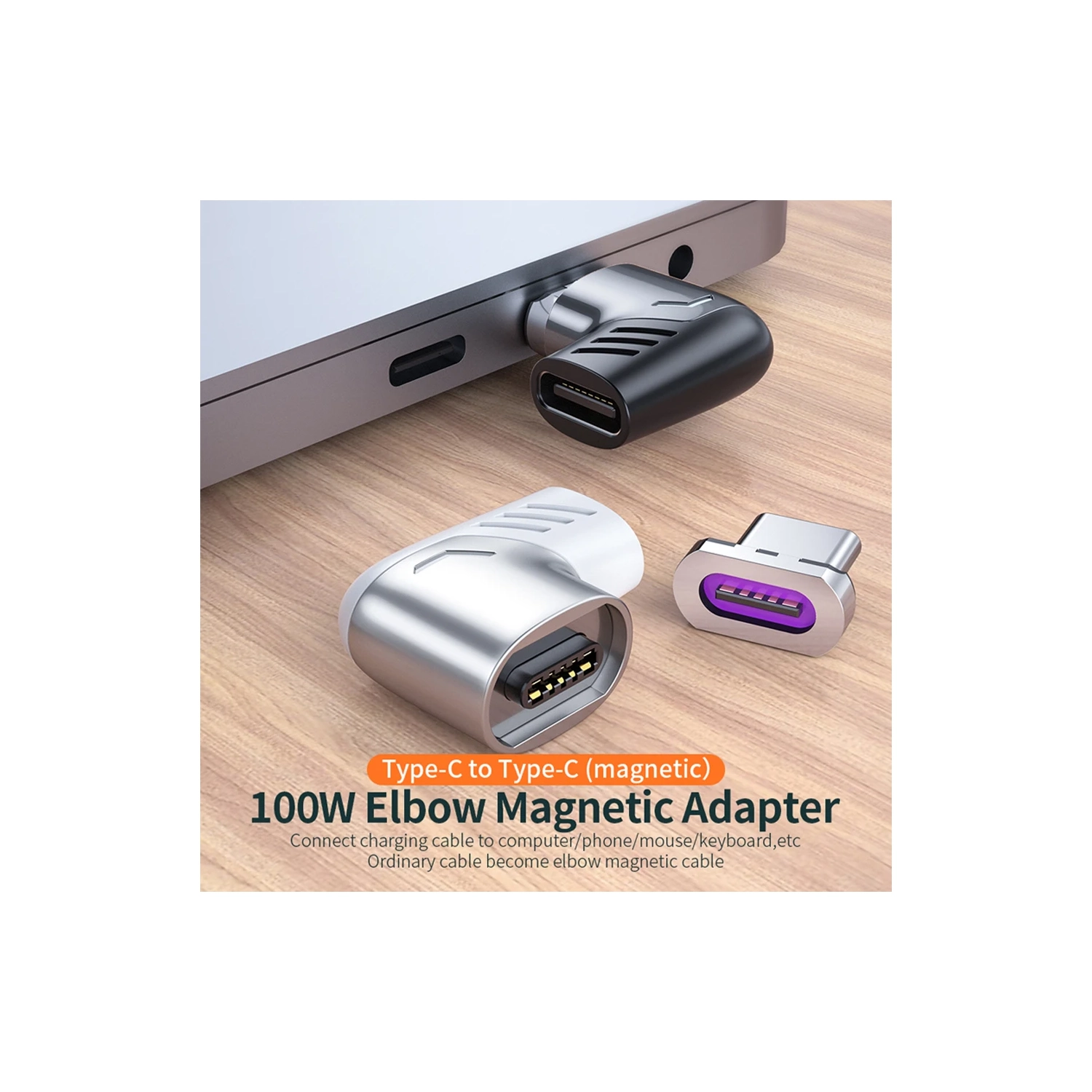 Adaptateur magnétique de type C de 120w, convertisseur coudé adapté pour téléphone mobile Apple charge rapide ordinateur portable transmission de