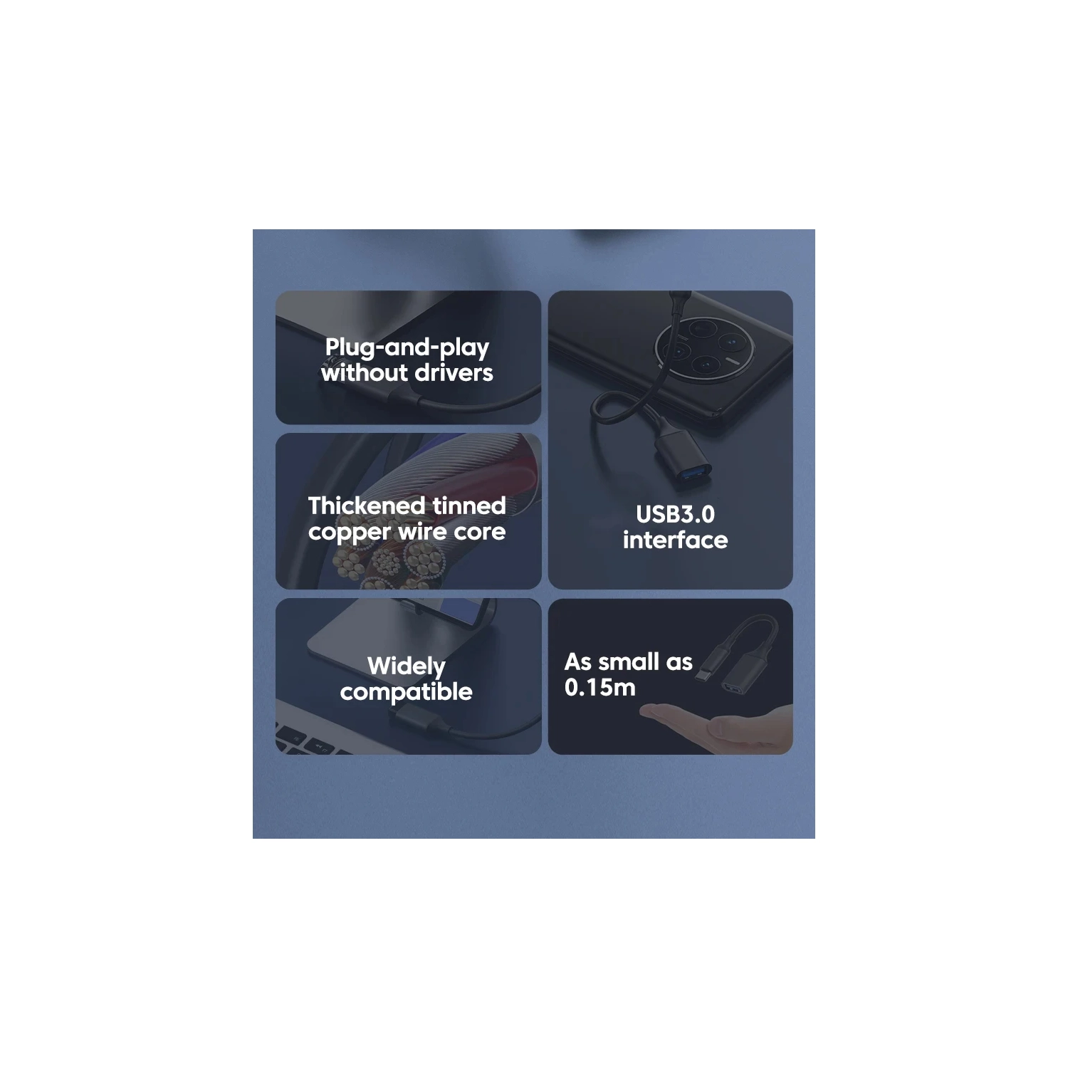 Adapté pour le téléphone mobile Huawei Samsung Adaptateur OTG Type-C à USB3.0 Câble adaptateur convertisseur d'extension d'ordinateur