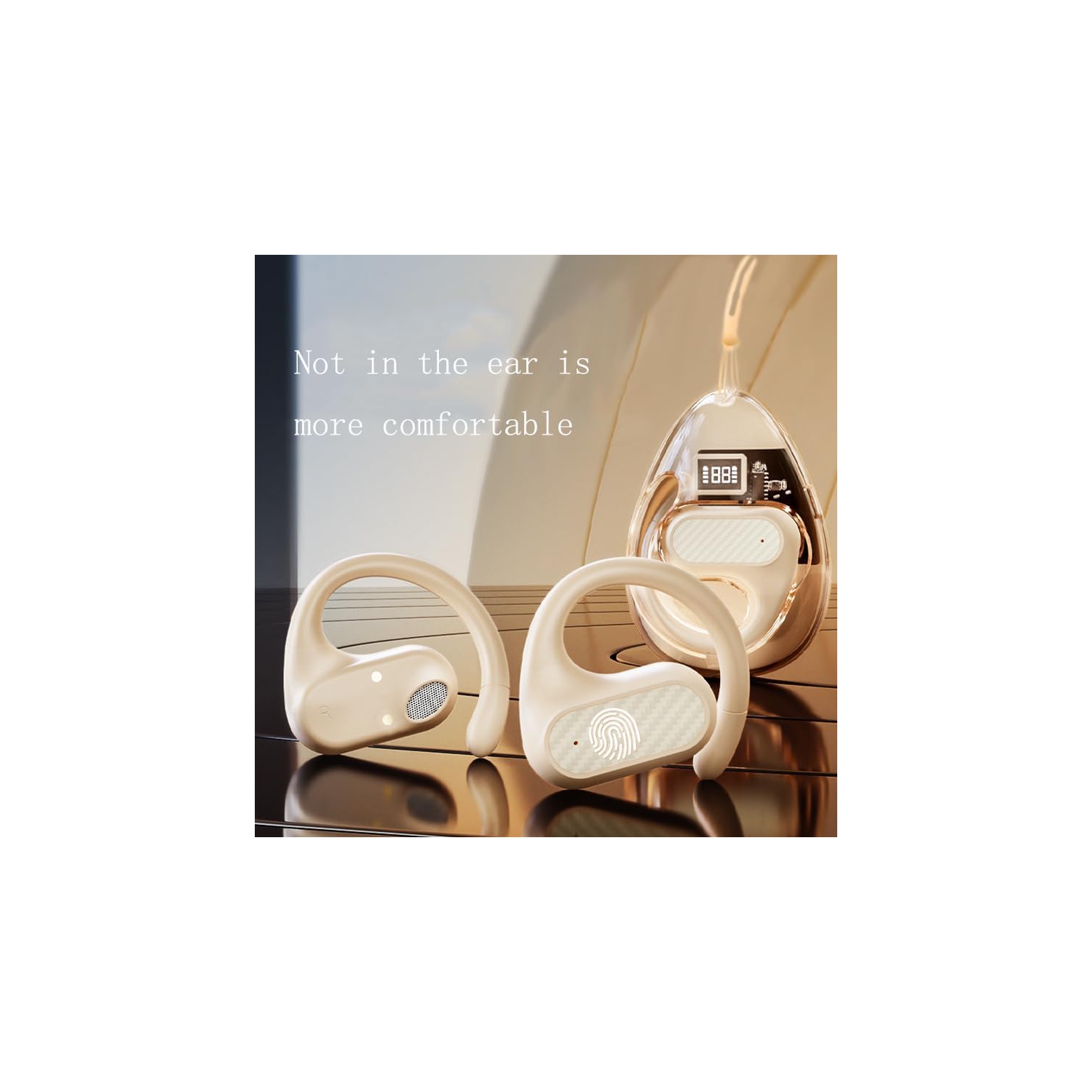 Écouteurs Bluetooth sans fil, écouteurs étanches OWS Sports avec crochet d'oreille, commandes tactiles très longue autonomie, écouteurs boutons sans