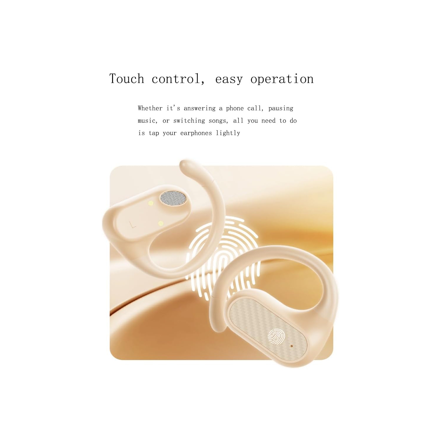 Écouteurs Bluetooth sans fil, écouteurs étanches OWS Sports avec crochet d'oreille, commandes tactiles très longue autonomie, écouteurs boutons sans