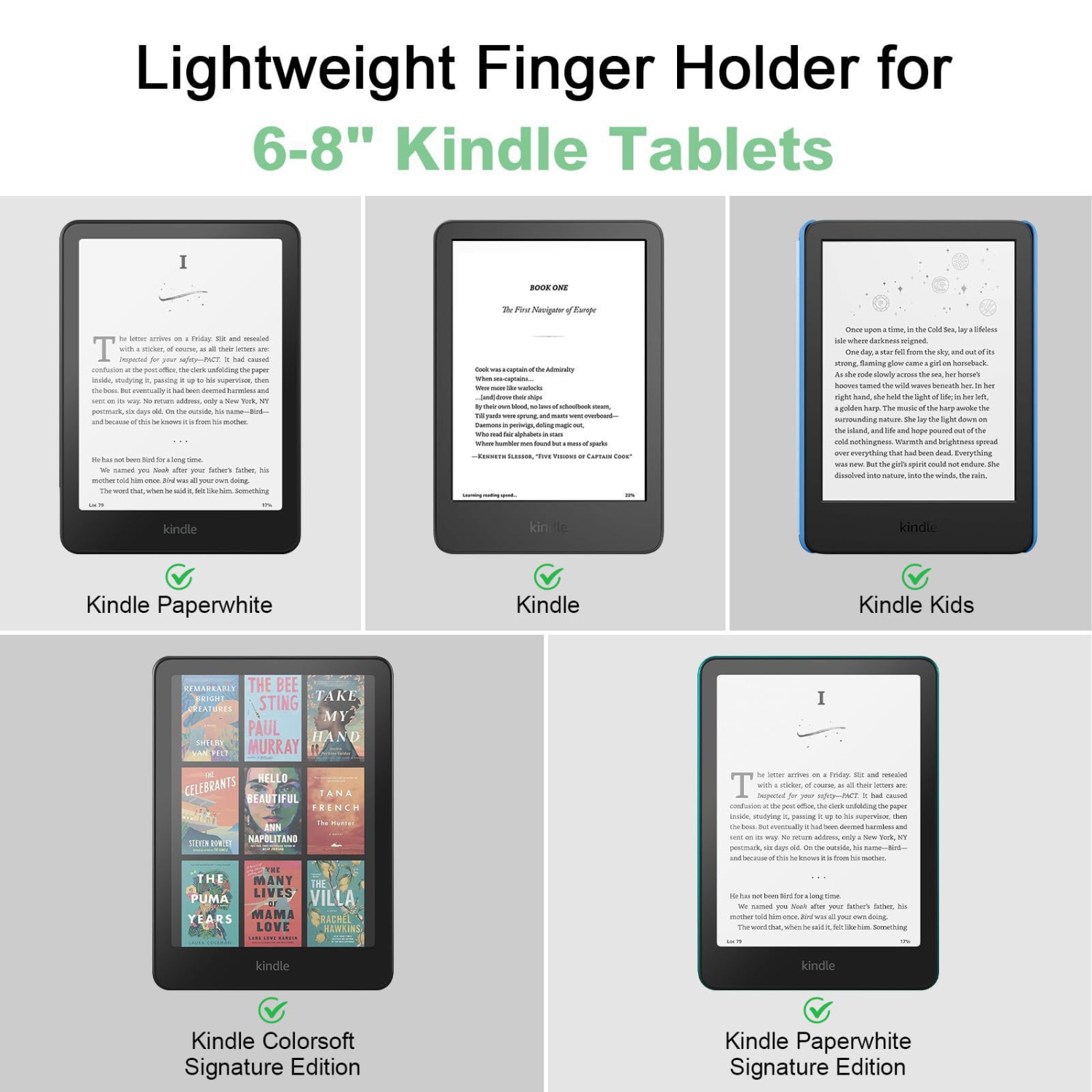 2PCS Sangle de main confortable pour Kindle et tablettes, Accessoires Kindle pour la lecture dans le lit, Support de prise légère pour tablette iPad