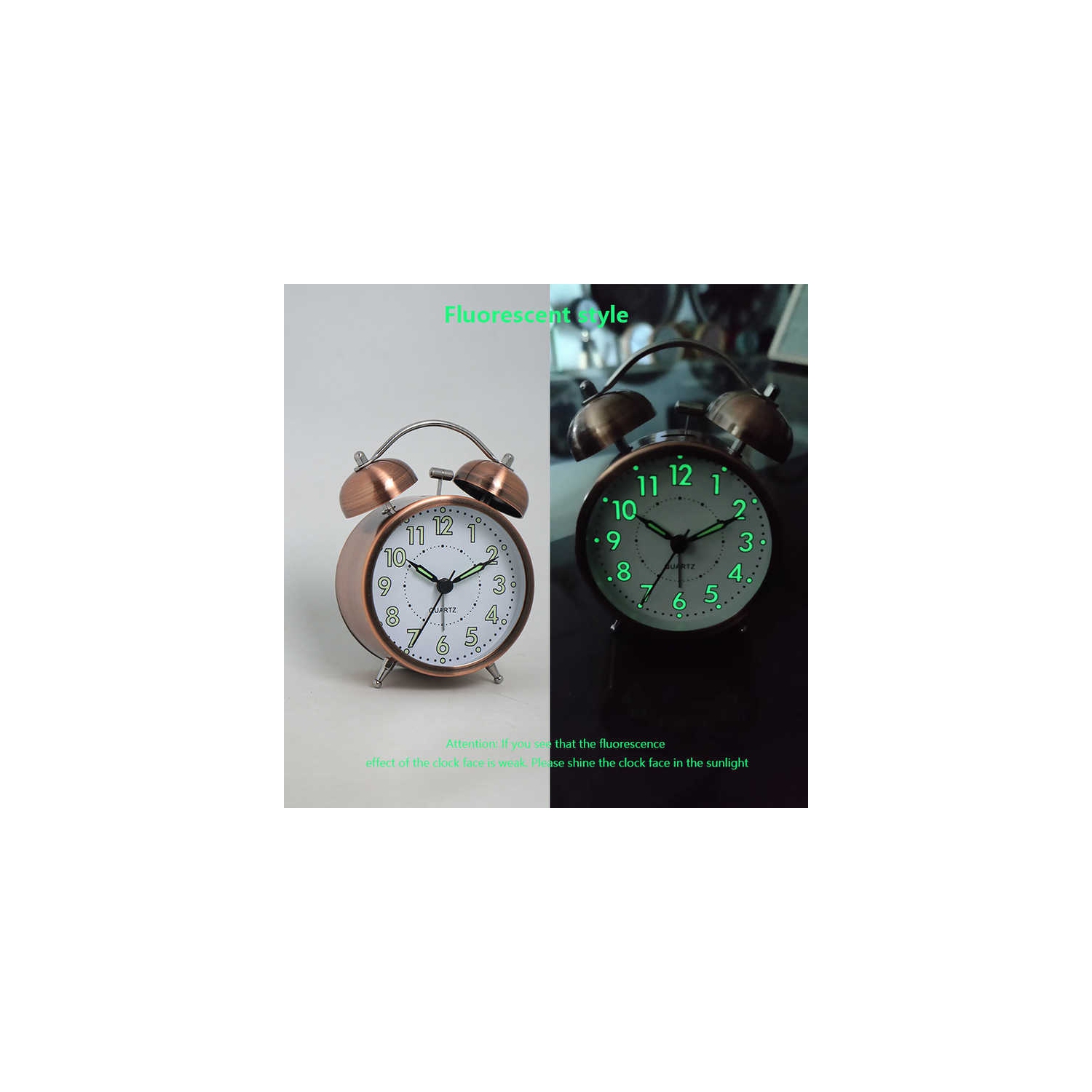 Nordic retro metal alarm clock children's silent time-telling table clock desktop bedroom clock table clock-Roman clock face-B type