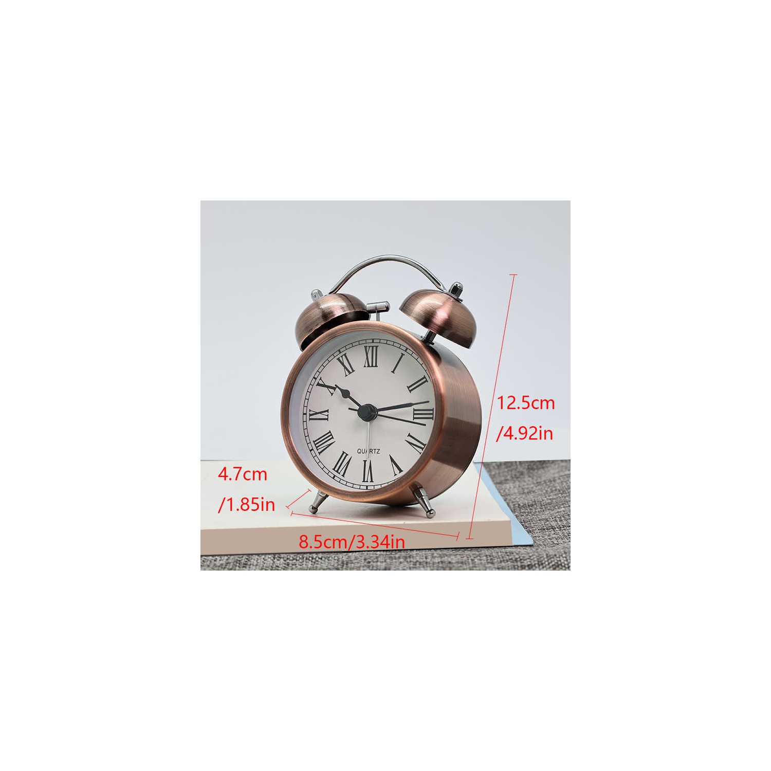 Nordic retro metal alarm clock children's silent time-telling table clock desktop bedroom clock table clock-Roman clock face-B type