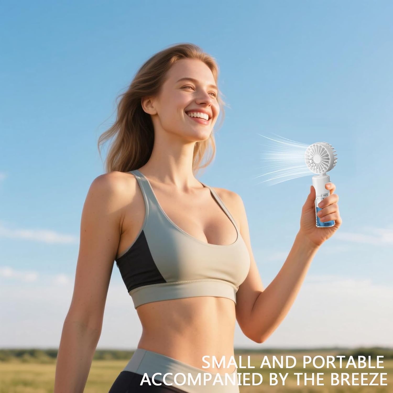 Handheld spray fan Multifunctional desktop folding small fan spray humidifier Outdoor handheld hanging neck spray fan F4 hanging neck spray fan