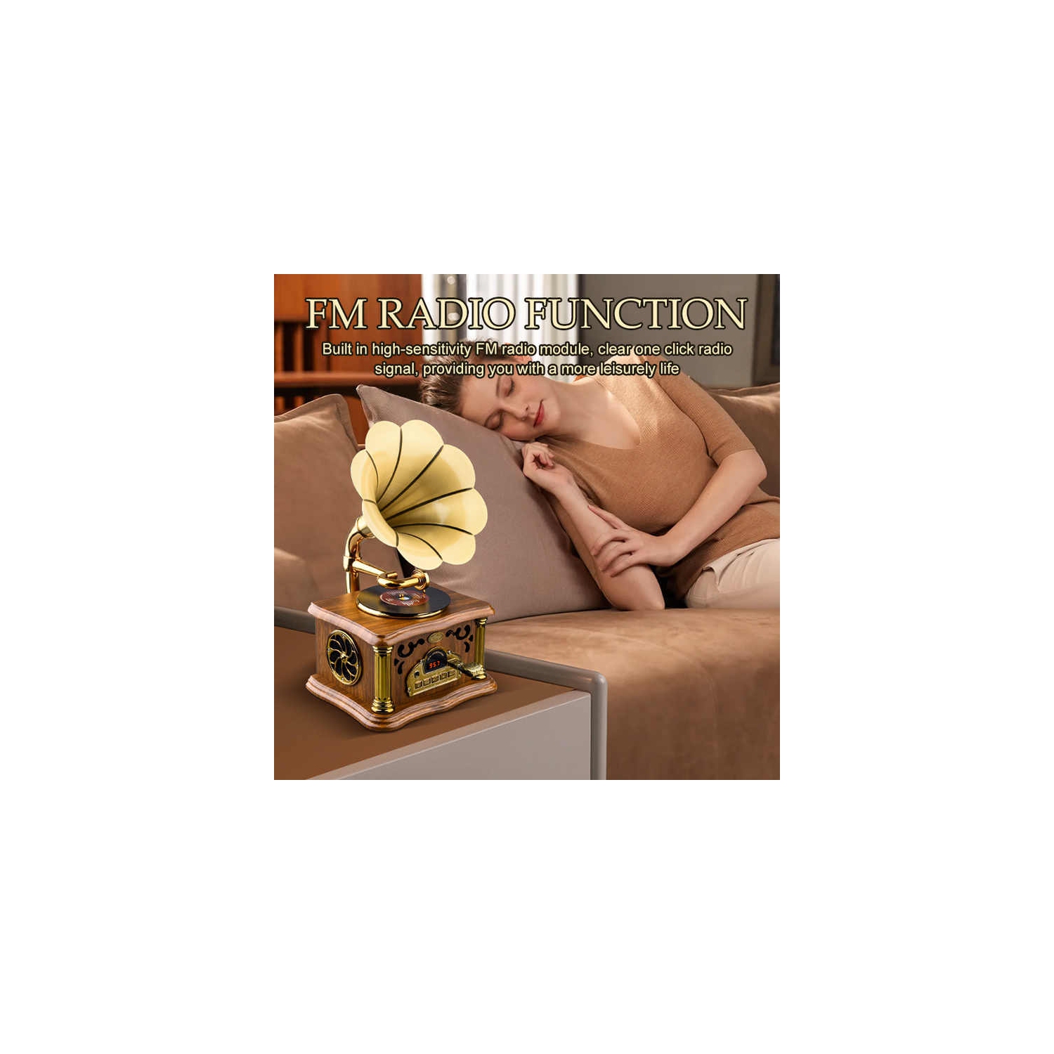 Retro multifunctional mini phonograph European style fashion outdoor Bluetooth speaker living room decoration ornaments - dark green [rechargeable