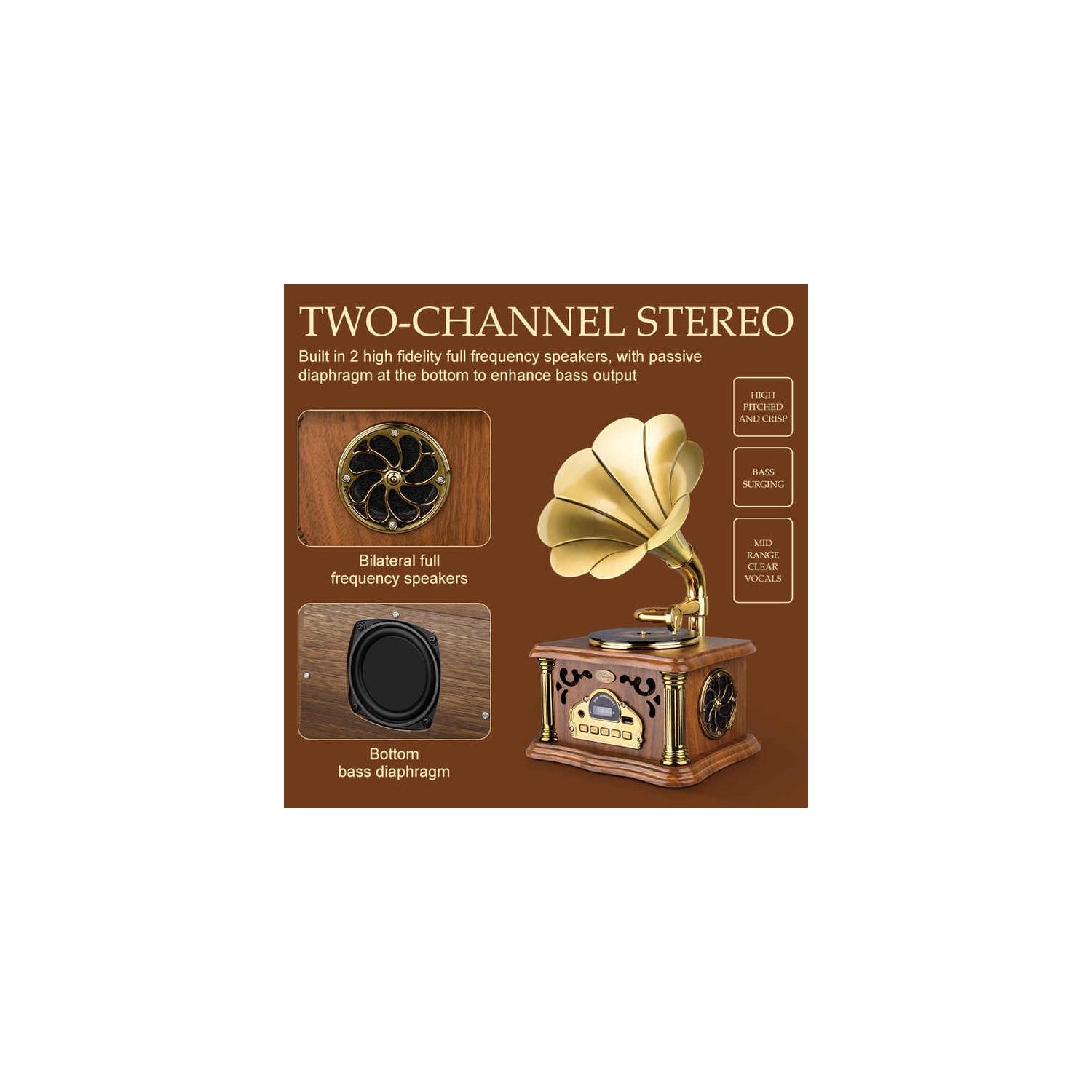 Retro multifunctional mini phonograph European style fashion outdoor Bluetooth speaker living room decoration ornaments - dark green [rechargeable