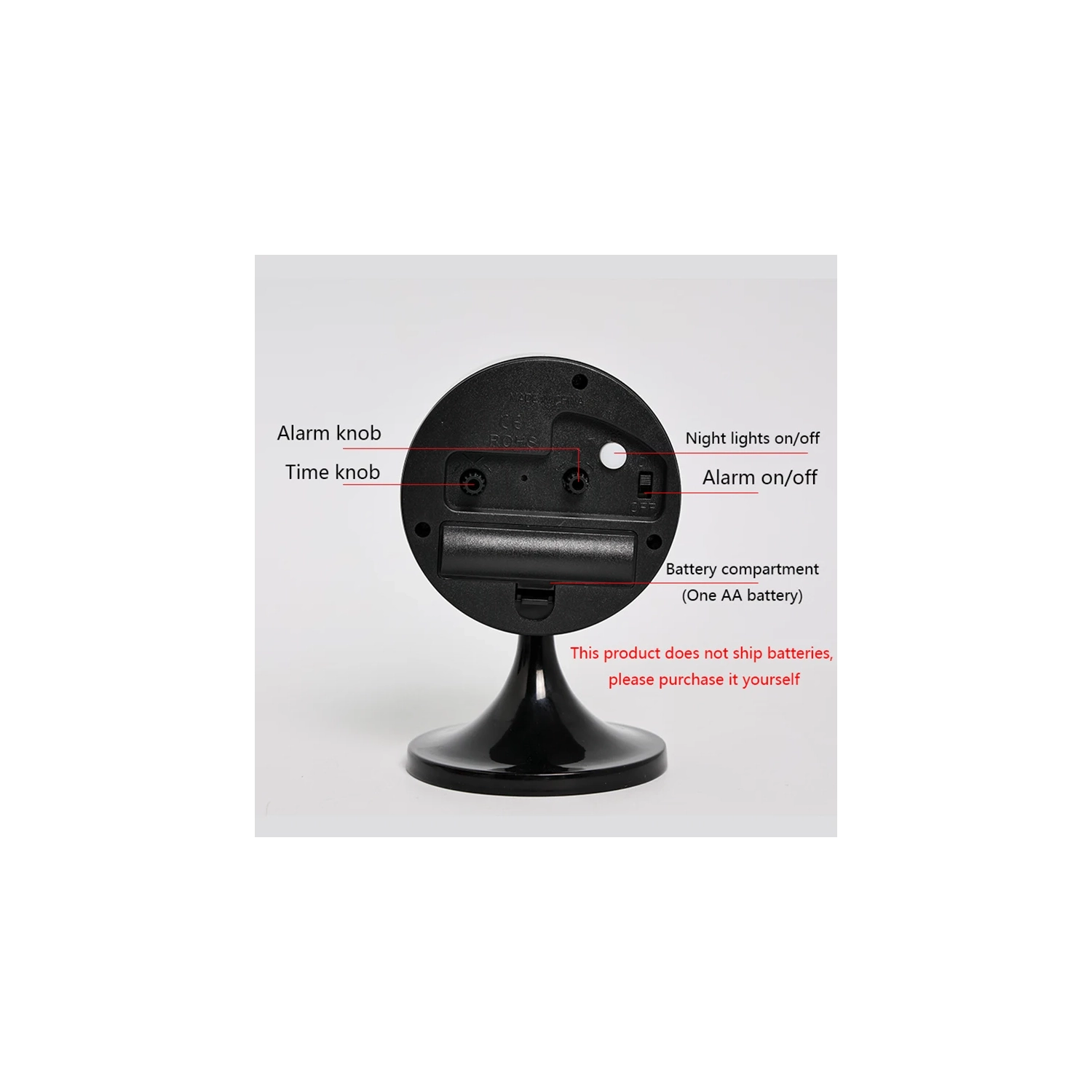 3-inch cute analog alarm clock, small retro desk clock, battery-powered, silent metal desk clock with light, suitable for bedroom, nightstand,