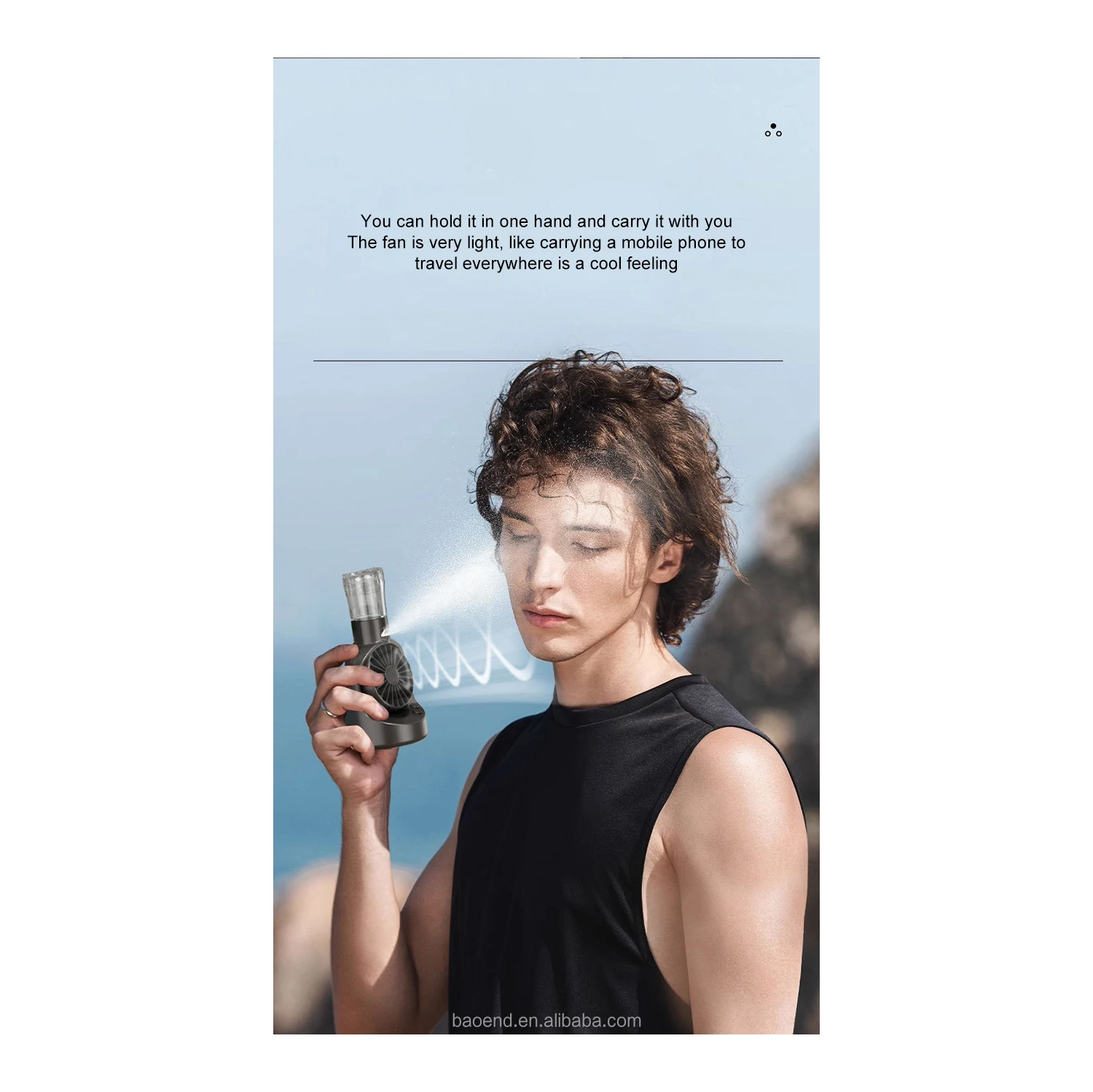 Handheld spray fan Multifunctional desktop folding small fan spray humidifier Outdoor handheld hanging neck spray fan F6 desktop spray fan