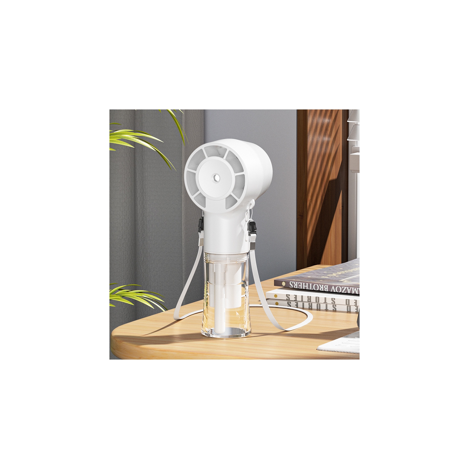 2025 New F10 Handheld Fan Humidification and Hydration Hanging Neck Spray Fan USB Multi-function Handheld High-speed Fan Hand-cranked Fan