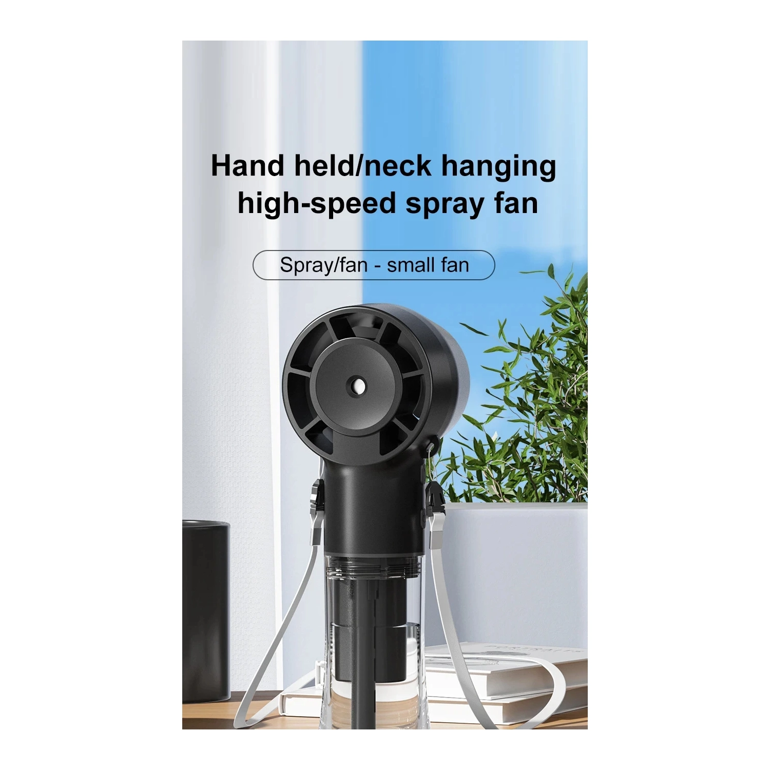2025 New F10 Handheld Fan Humidification and Hydration Hanging Neck Spray Fan USB Multi-function Handheld High-speed Fan Hand-cranked Fan