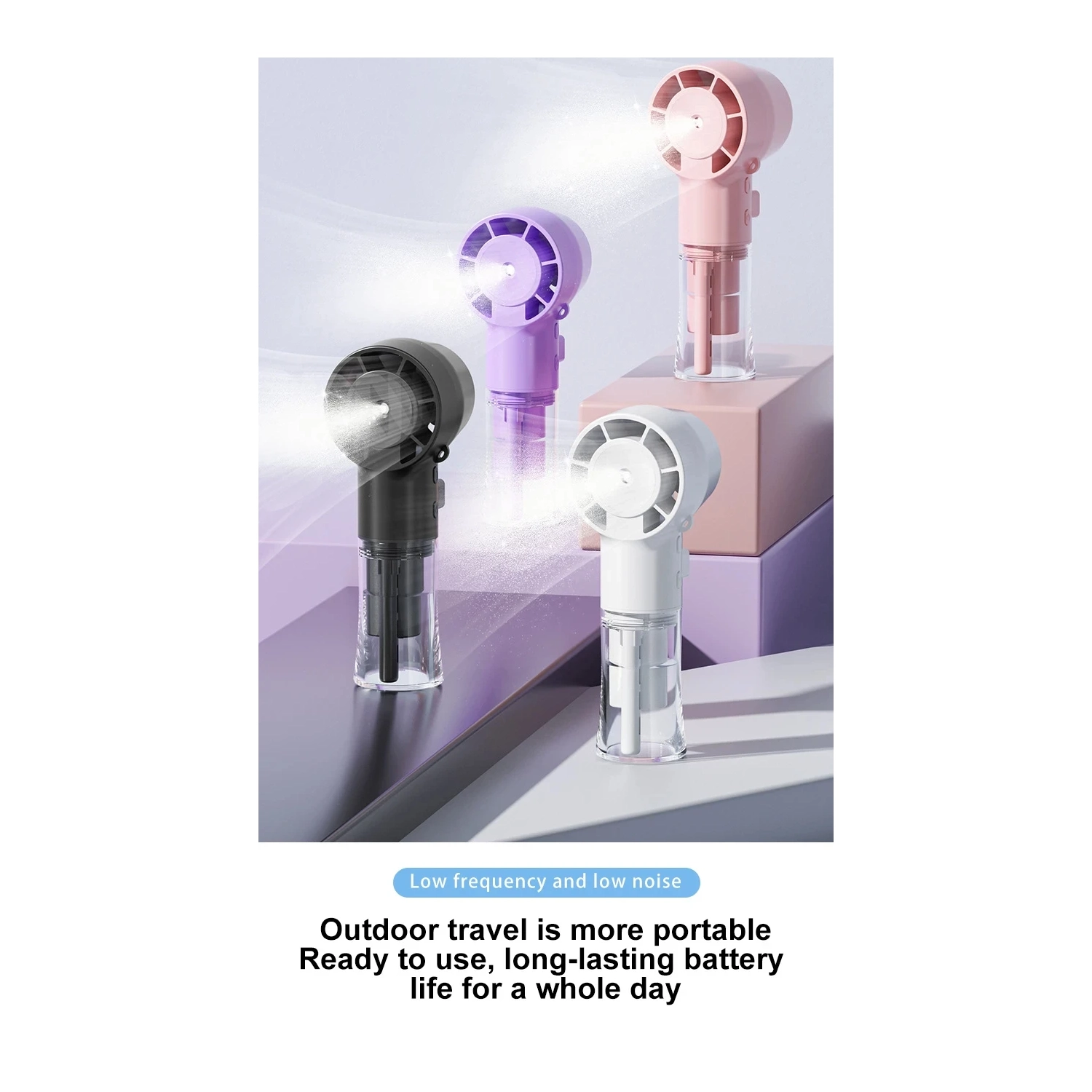 2025 New F10 Handheld Fan Humidification and Hydration Hanging Neck Spray Fan USB Multi-function Handheld High-speed Fan Hand-cranked Fan