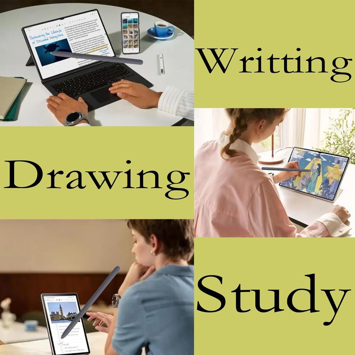 Grey Galaxy Tab S9 FE S Pen for Samsung Galaxy Tab S9 FE Stylus Pen Replacement + Free 5 Tips for Samsung Galaxy Tab S9 FE Stylus S Pen