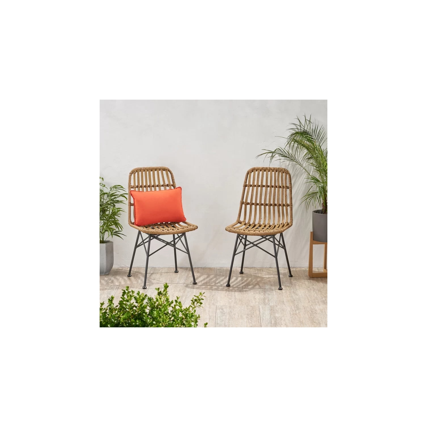 Homy Casa Set of 2 Outdoor Dining Side Chair, Oak