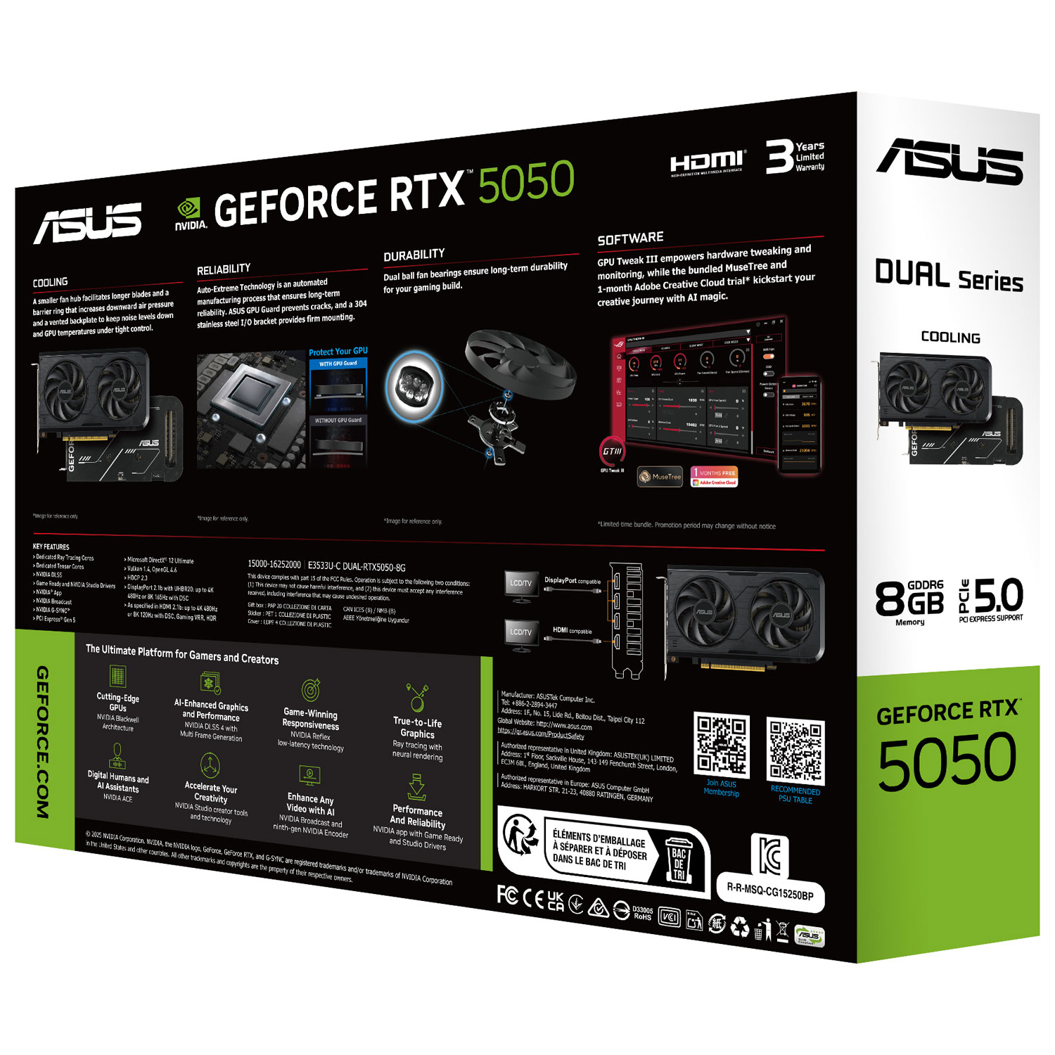 Carte graphique Dual GeForce RTX 5050 d'ASUS avec mémoire GDDR6 8 Go