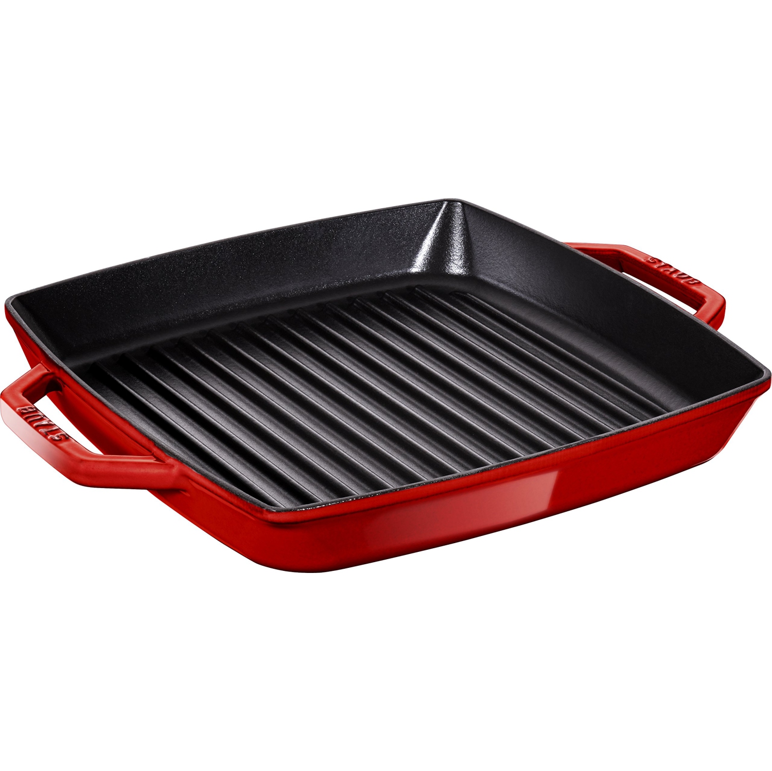 STAUB Grill Pans 28 cm / 11 inch Cast Iron Square Grill Pan, Cherry