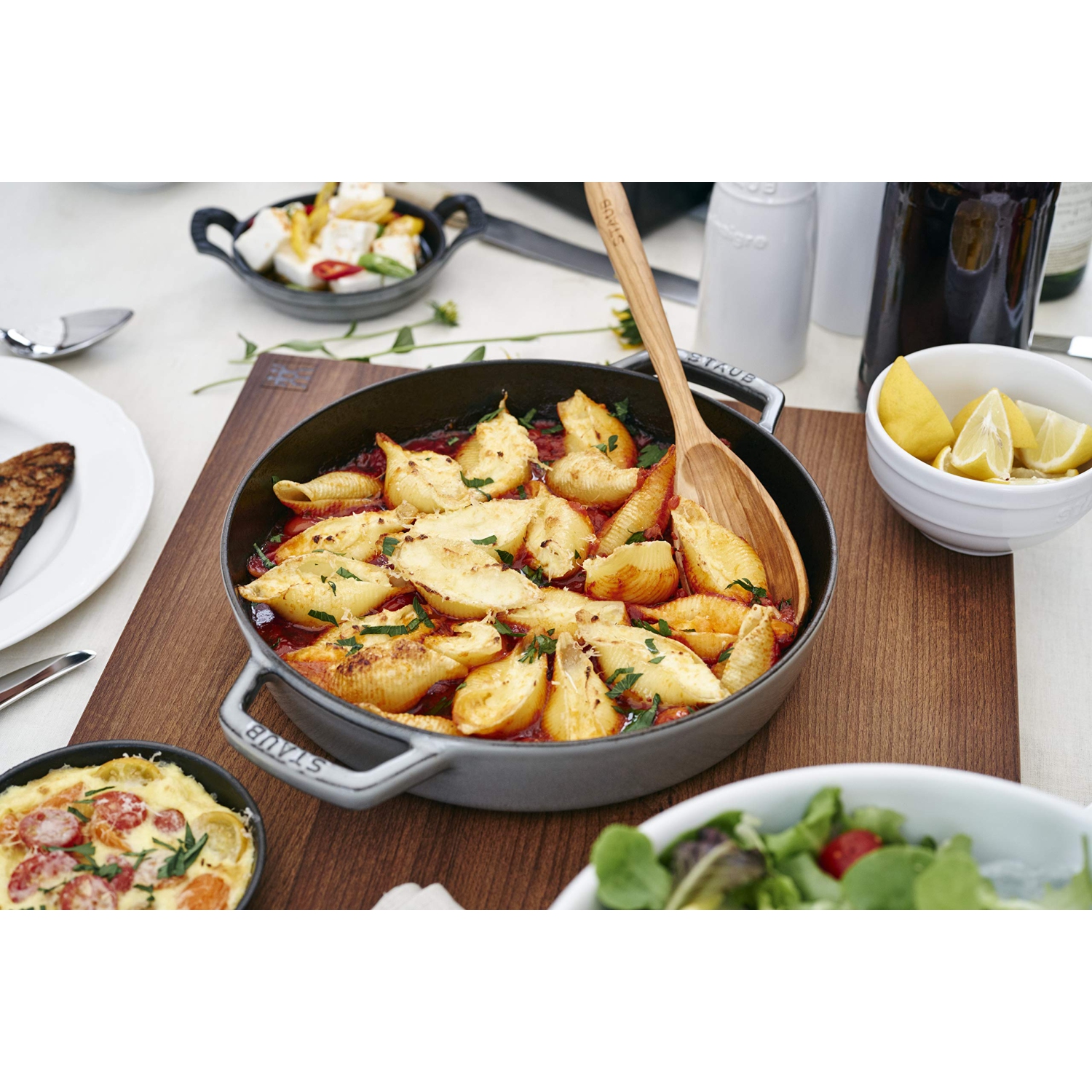 STAUB Pans 34 cm Cast Iron Double Handle Skillet, Graphite-Grey