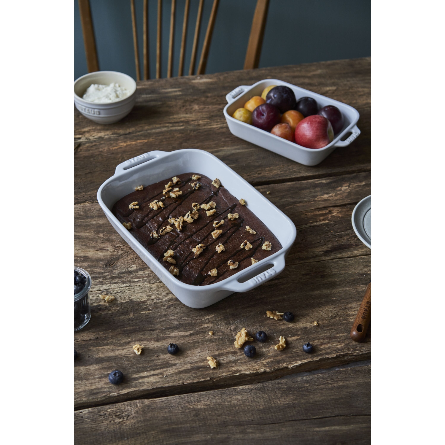 STAUB – Ensemble de plats de cuisson rectangulaires ceramique, blanc, 2 pièces