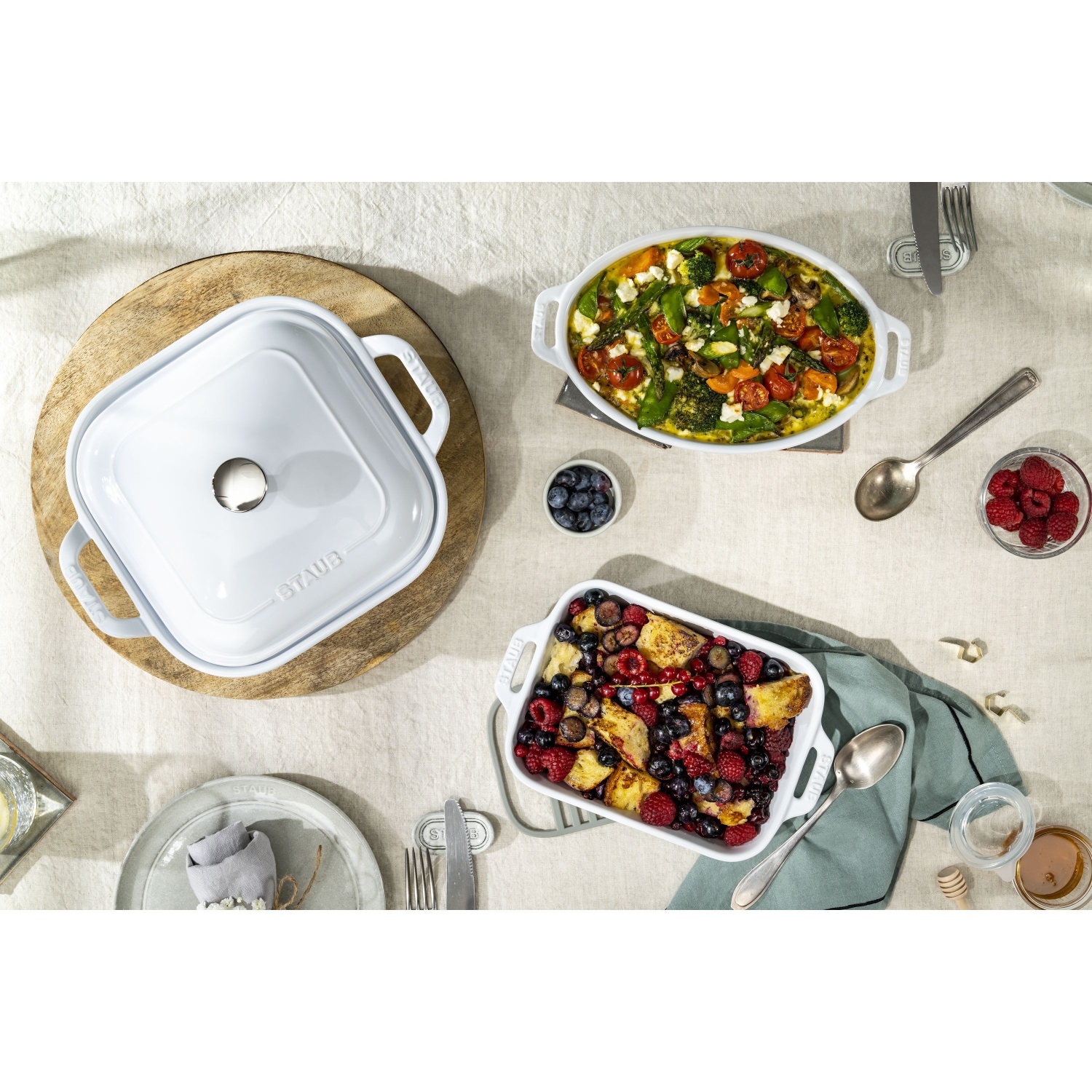 STAUB Ceramique Mixed Baking Dish Set White 4 Piece