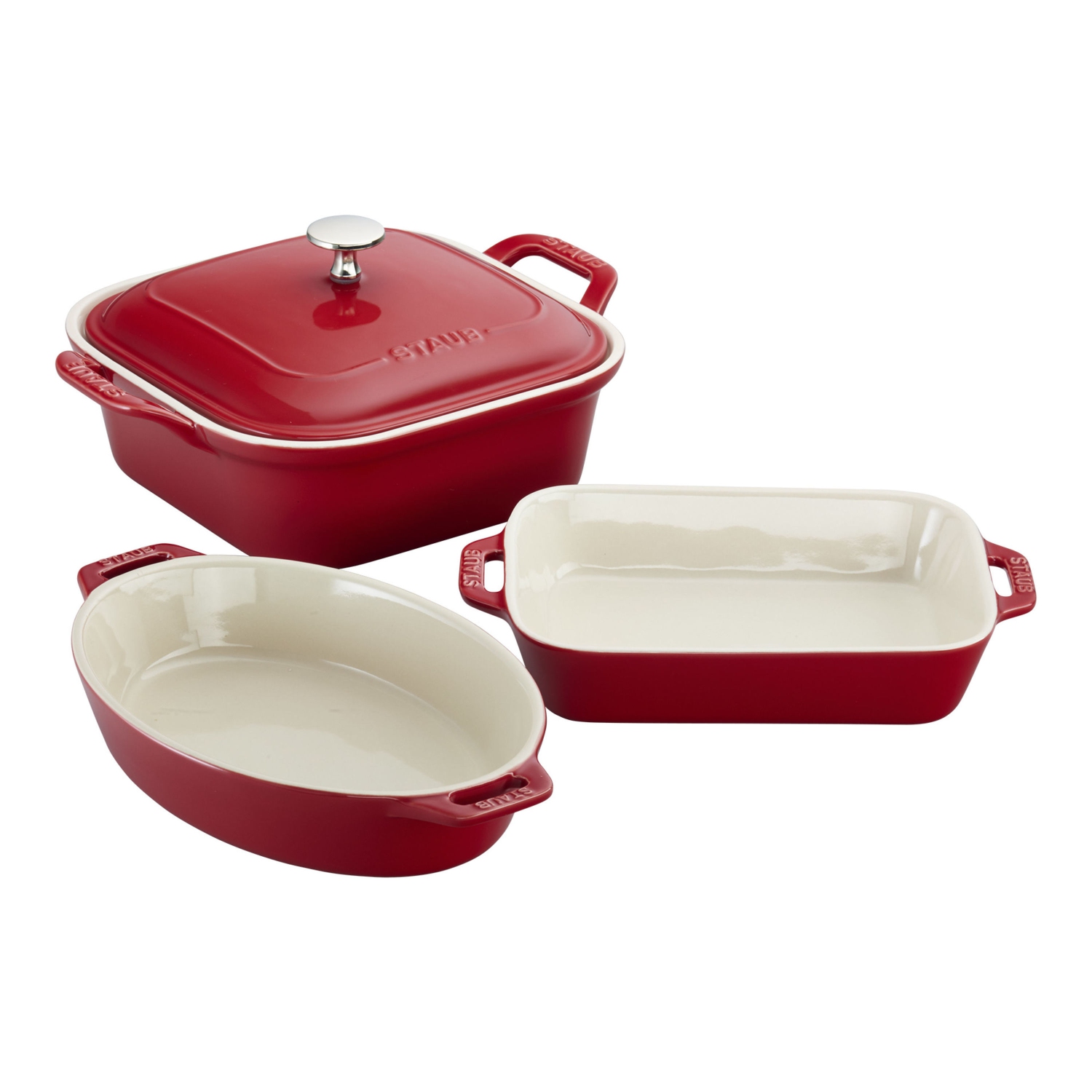 STAUB Ceramique Mixed Baking Dish Set Cherry 4 Piece