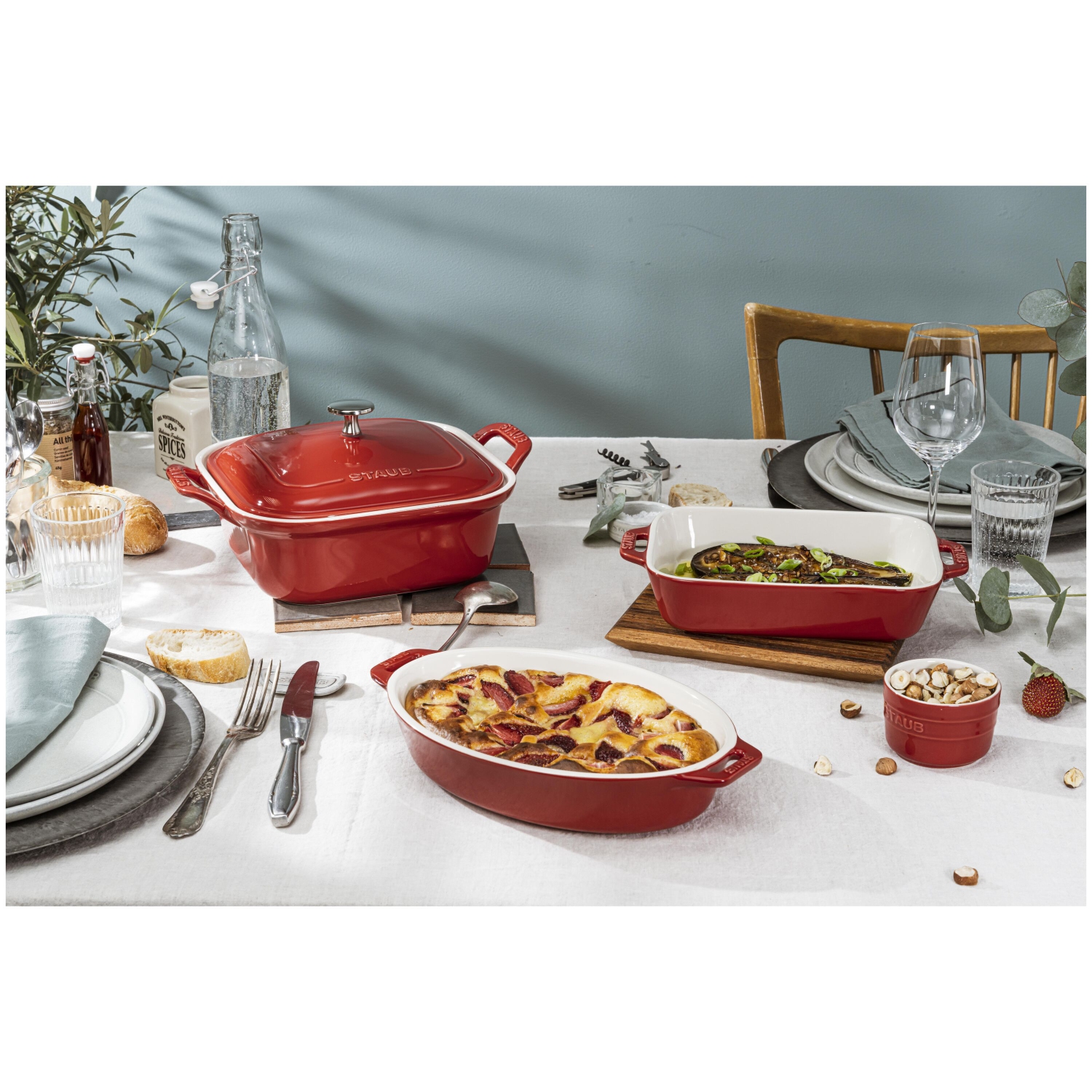 STAUB Ceramique Mixed Baking Dish Set Cherry 4 Piece