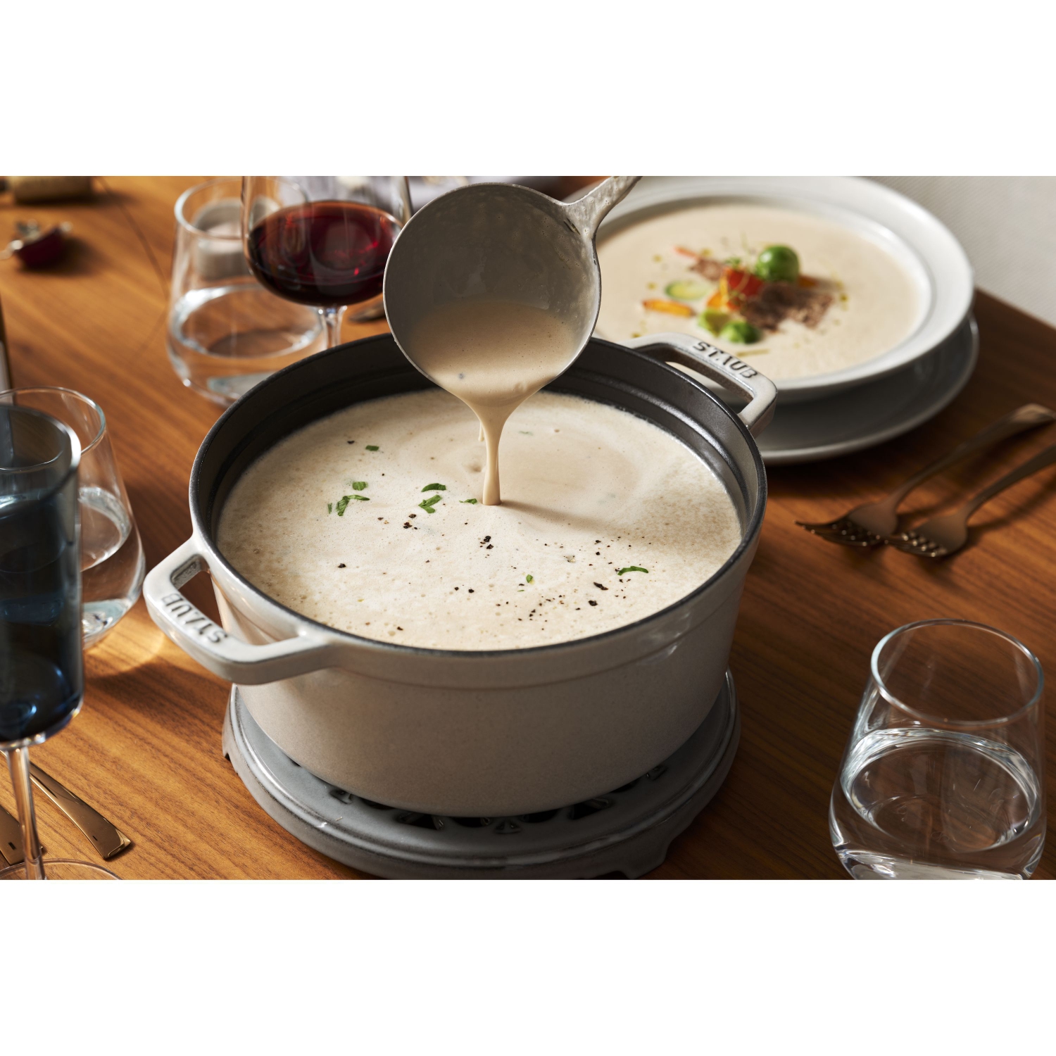 STAUB La Cocotte 6,75&nbsp;L – Cocotte ronde en fonte, truffe blanche