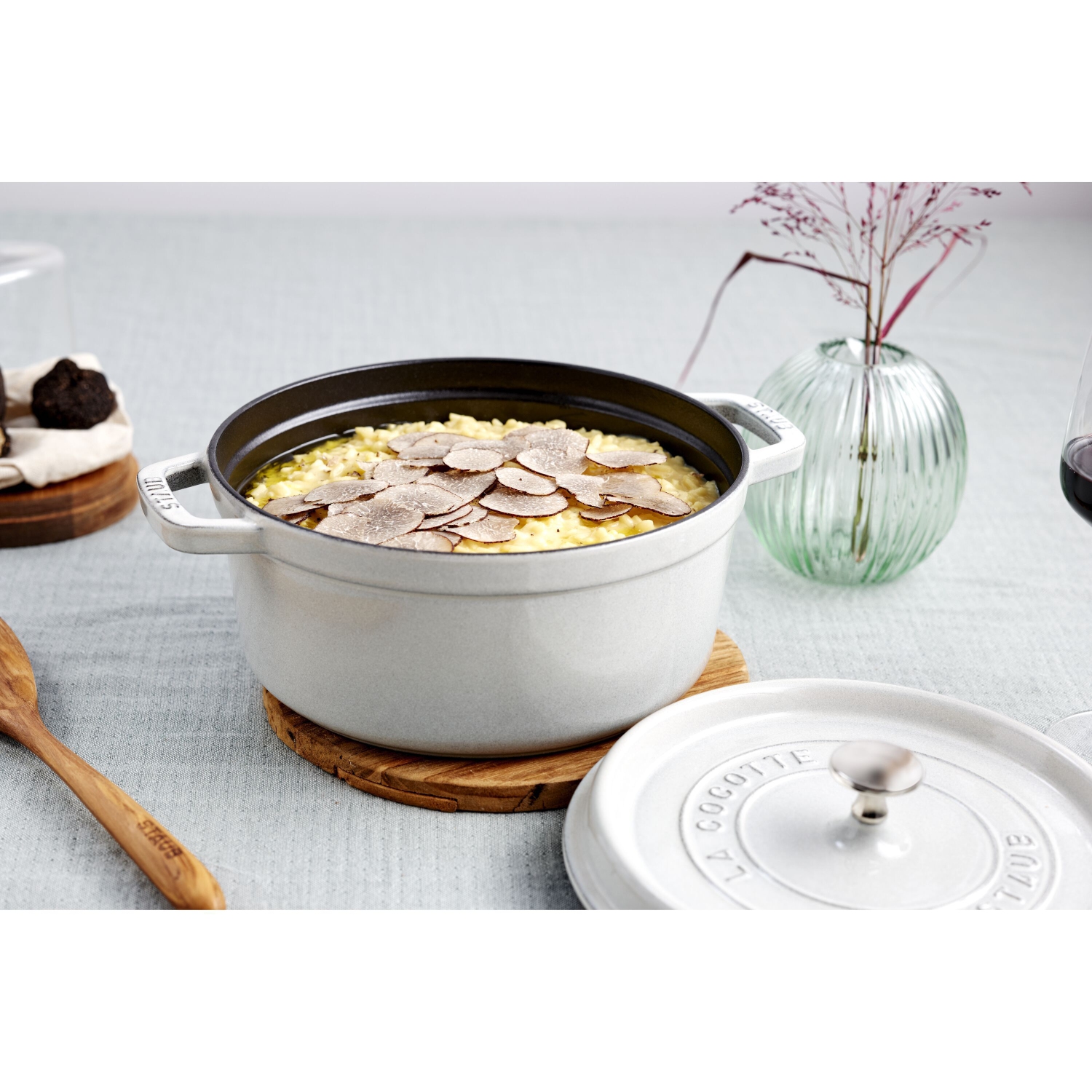 STAUB La Cocotte 6,75&nbsp;L – Cocotte ronde en fonte, truffe blanche