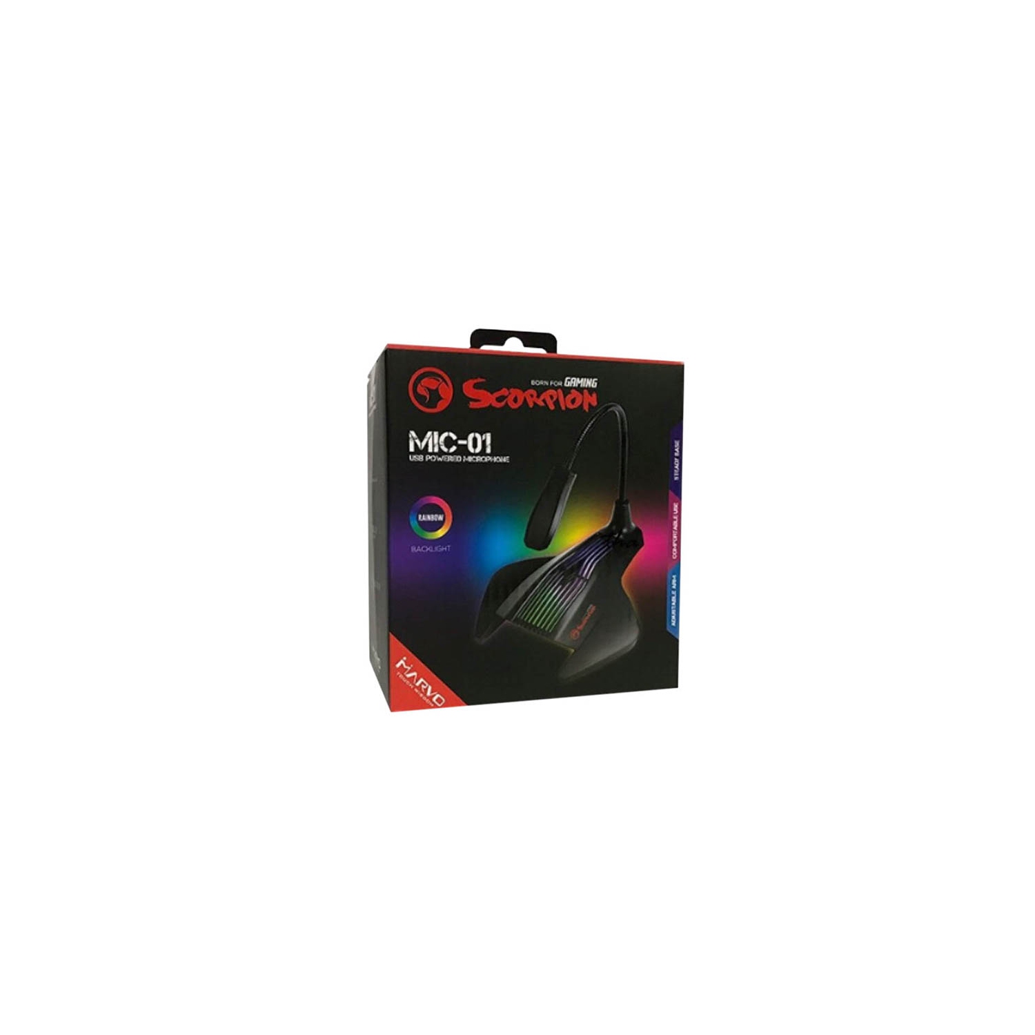 Marvo MIC-01 USB Powered 7-Color and RGB LED gaming Microphone_Black