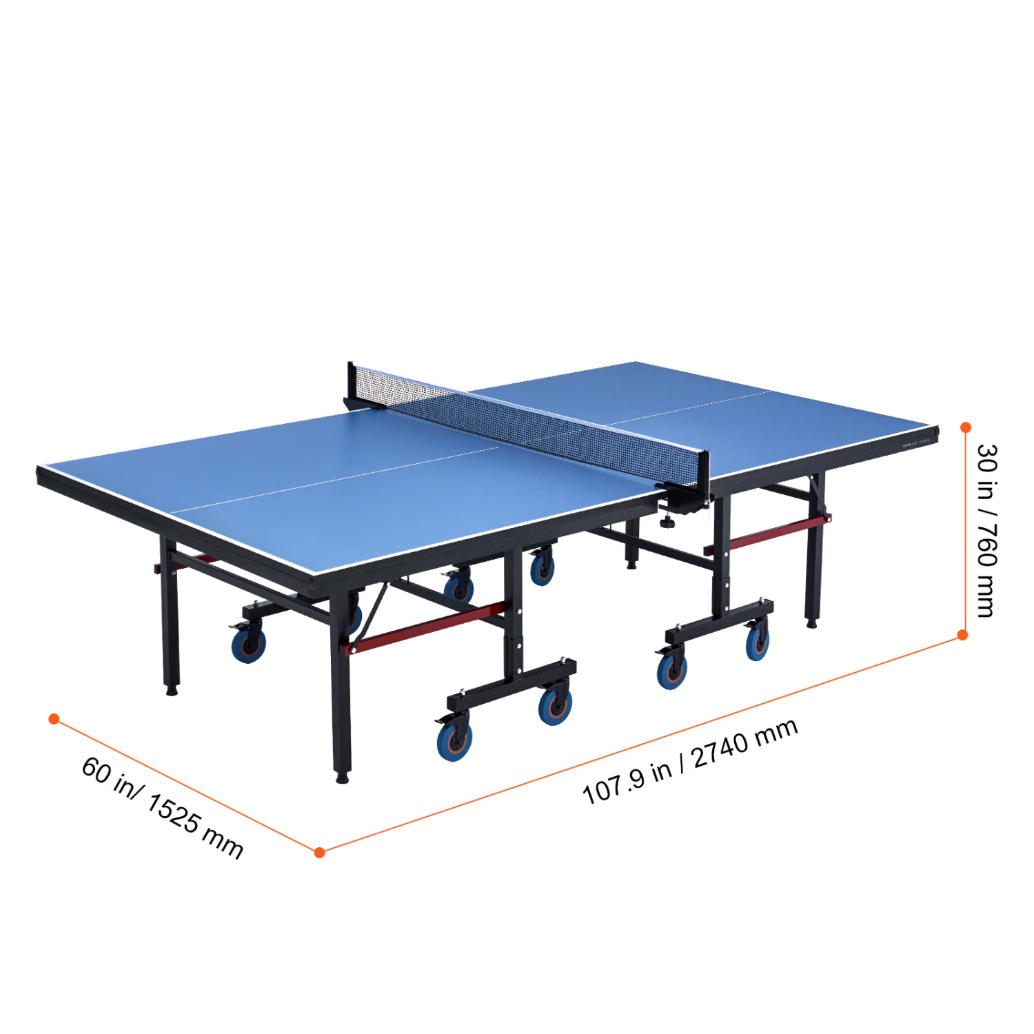 VEVOR 25mm Ping Pong Table, Professional Table Tennis Game, Indoor MDF Portable Table Tennis Table, Ping Pong Table with Quick Clamp Net and Lockable
