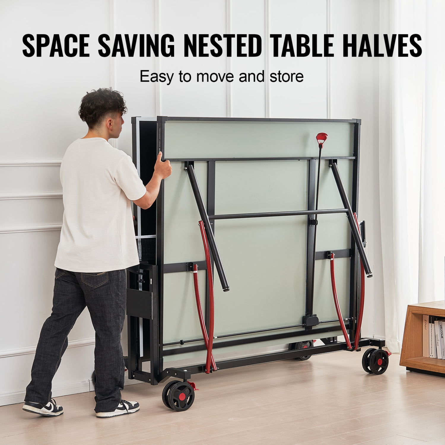 VEVOR Ping Pong Table, Professional Table Tennis Game, Indoor/Outdoor All Weather Aluminum Table Tennis Table, Foldable Table with Clamp Net &