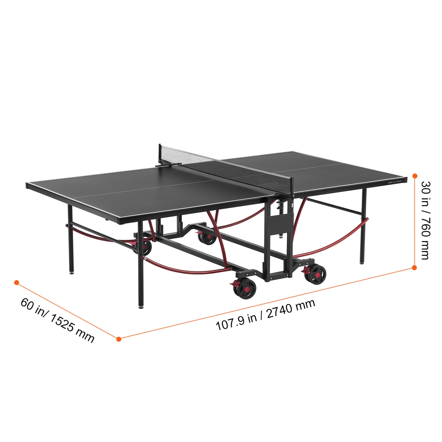 VEVOR Ping Pong Table, Professional Table Tennis Game, Indoor/Outdoor All Weather Aluminum Table Tennis Table, Foldable Table with Clamp Net &