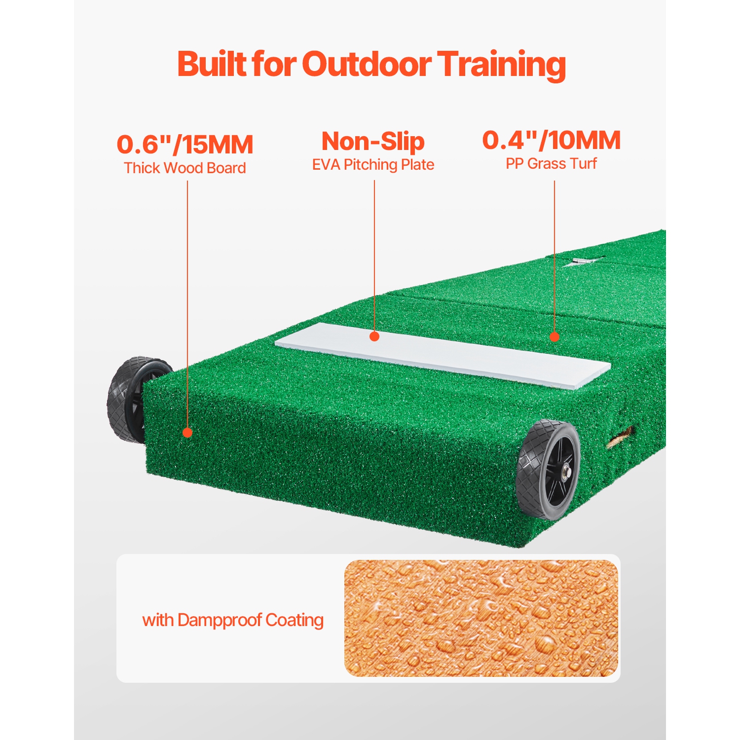 VEVOR 90 in Pitching Mound, Portable Baseball Pitcher's Mound, IIndoor Outdoor Pitching Practice and Training Equipment, Softball Pitching Aides with