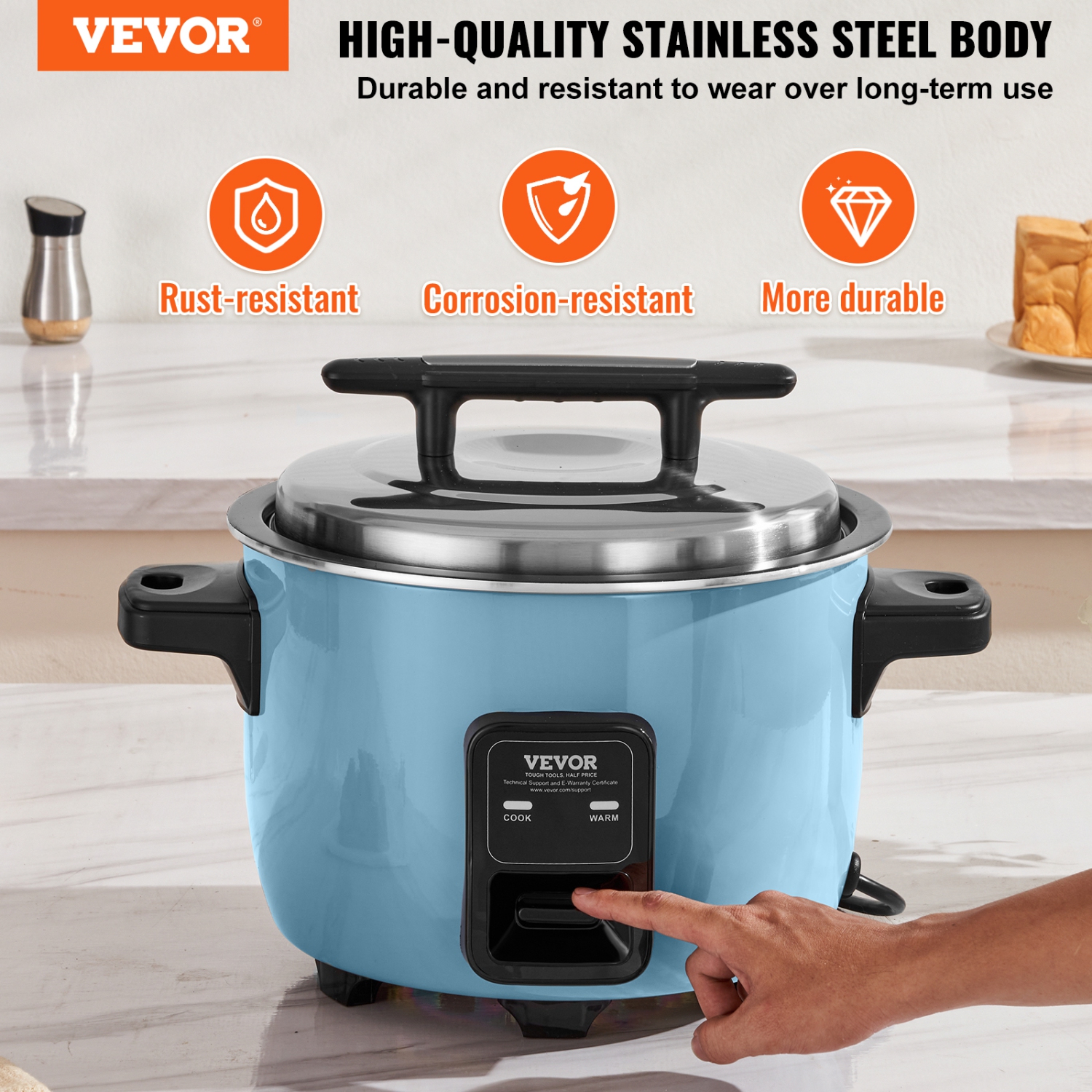 VEVOR 60-Cup Commercial Rice Cooker, 13.74 Qt / 13 Liter Large Rice Cooker and Warmer with Nonstick Inner Pot, Fast Cooking and 24-Hour Keep Warm,