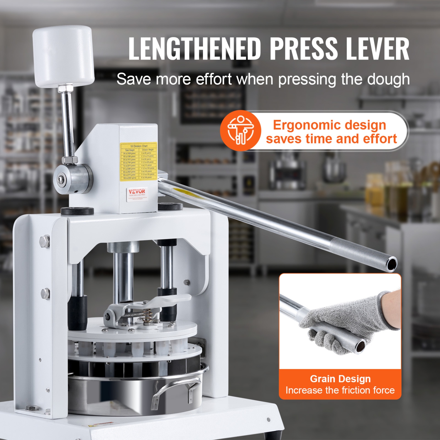 VEVOR 18PCS Dough Divider Rounder, Manual Dough Equal Divider Machine, 2.11oz - 9.88oz Hand Press Dough Cutter with 304 Stainless Steel Tray and