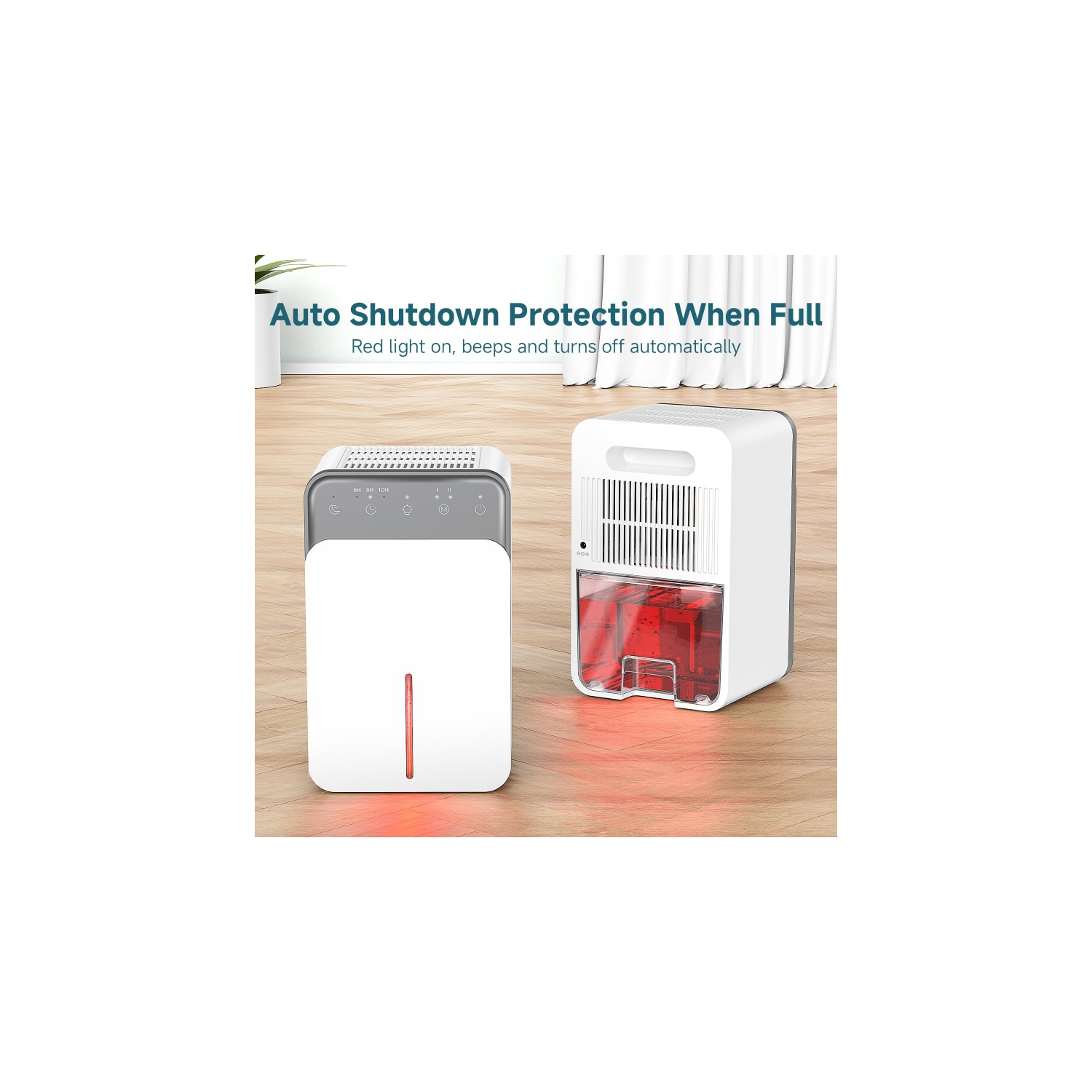 Portable Dehumidifier with LED Display, Auto Shut-off and Quiet Operation for Humidity Control in Home, Basement and Bathroom