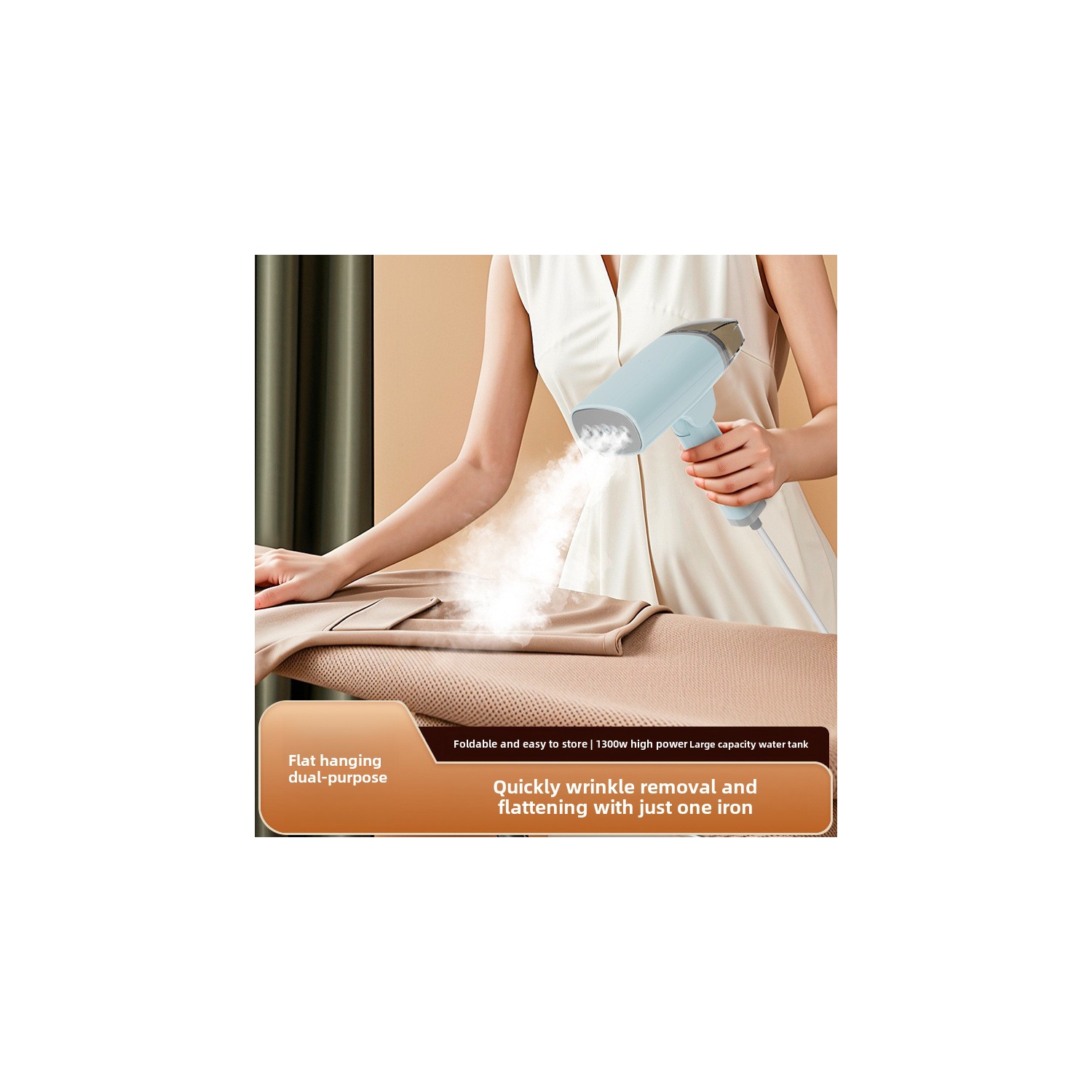 Garment Steamer - 1300W Powerful Steamer for Clothes, Home & Travel Use, Horizontal & Vertical Steaming, 20s Heat-up, Foldable Steam Iron