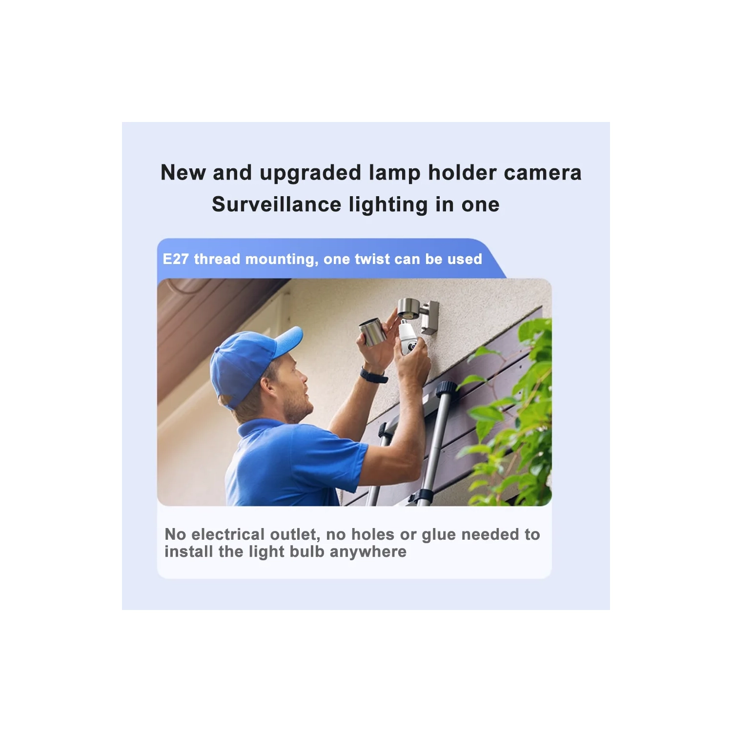 Ampoule Caméra 3 Mpx Caméra de surveillance Vision nocturne Wi-Fi Caméra IP de surveillance à domicile Caméra sans fil à détection d'humain et