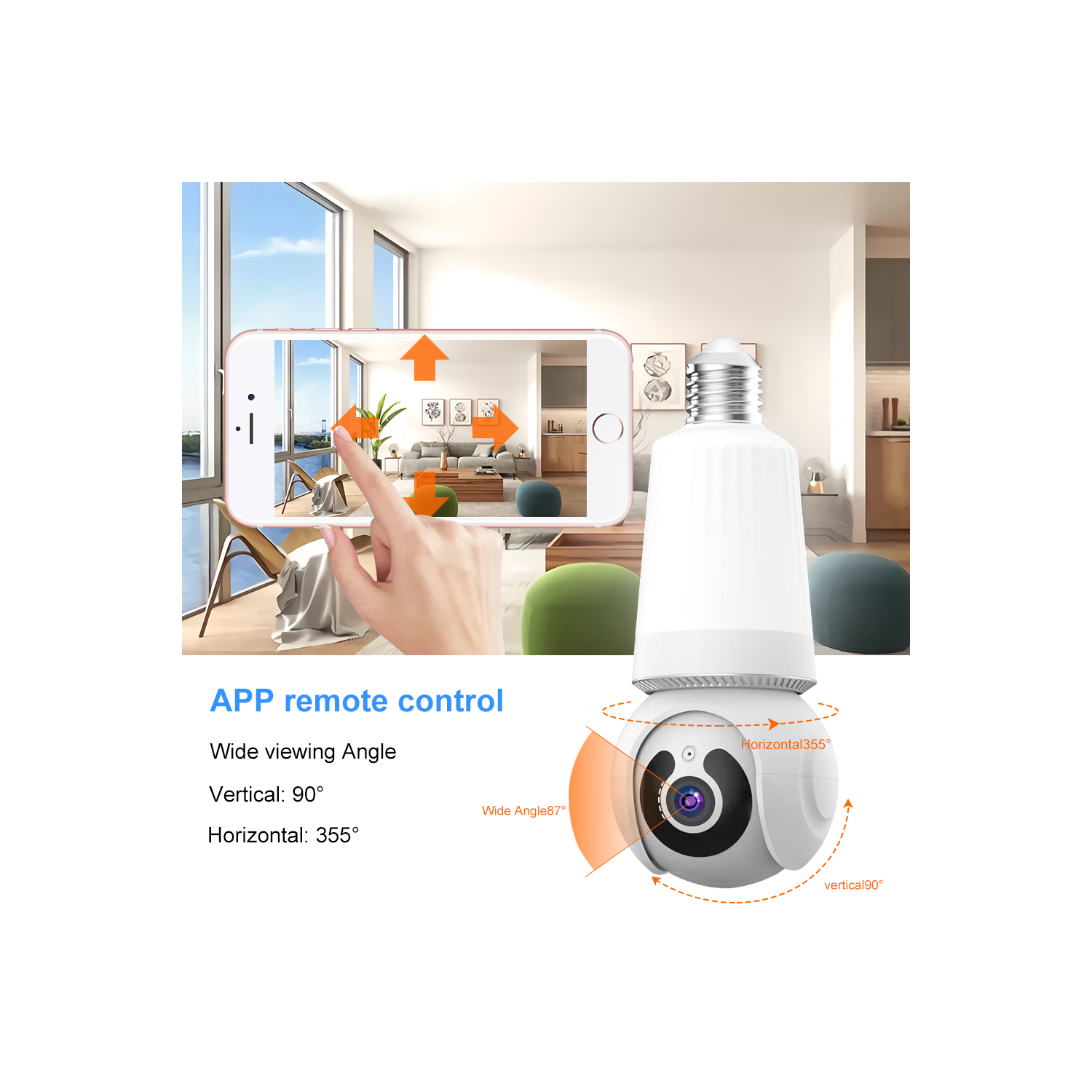 Ampoule Caméra 3 Mpx Caméra de surveillance Vision nocturne Wi-Fi Caméra IP de surveillance à domicile Caméra sans fil à détection d'humain et