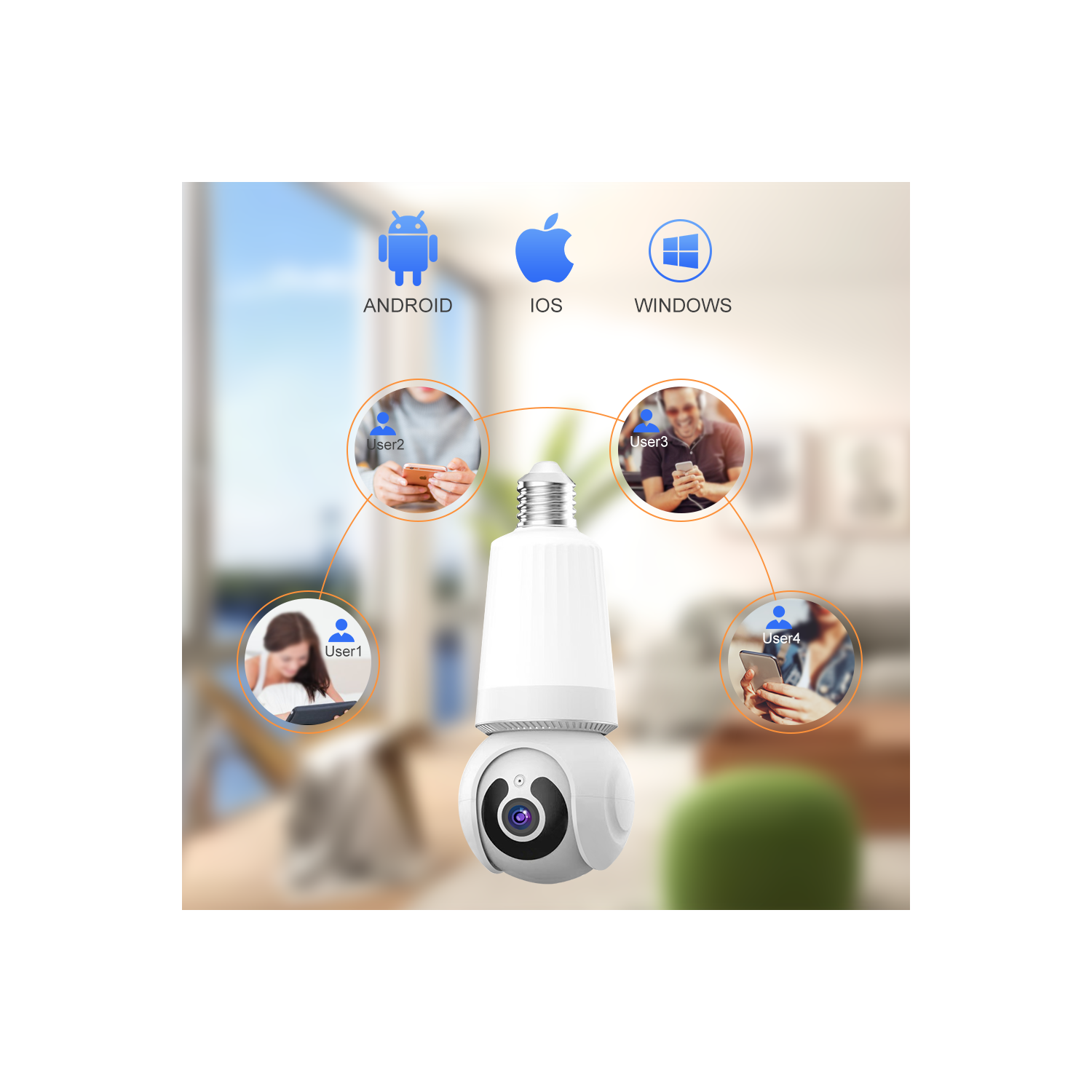 Ampoule Caméra 3 Mpx Caméra de surveillance Vision nocturne Wi-Fi Caméra IP de surveillance à domicile Caméra sans fil à détection d'humain et