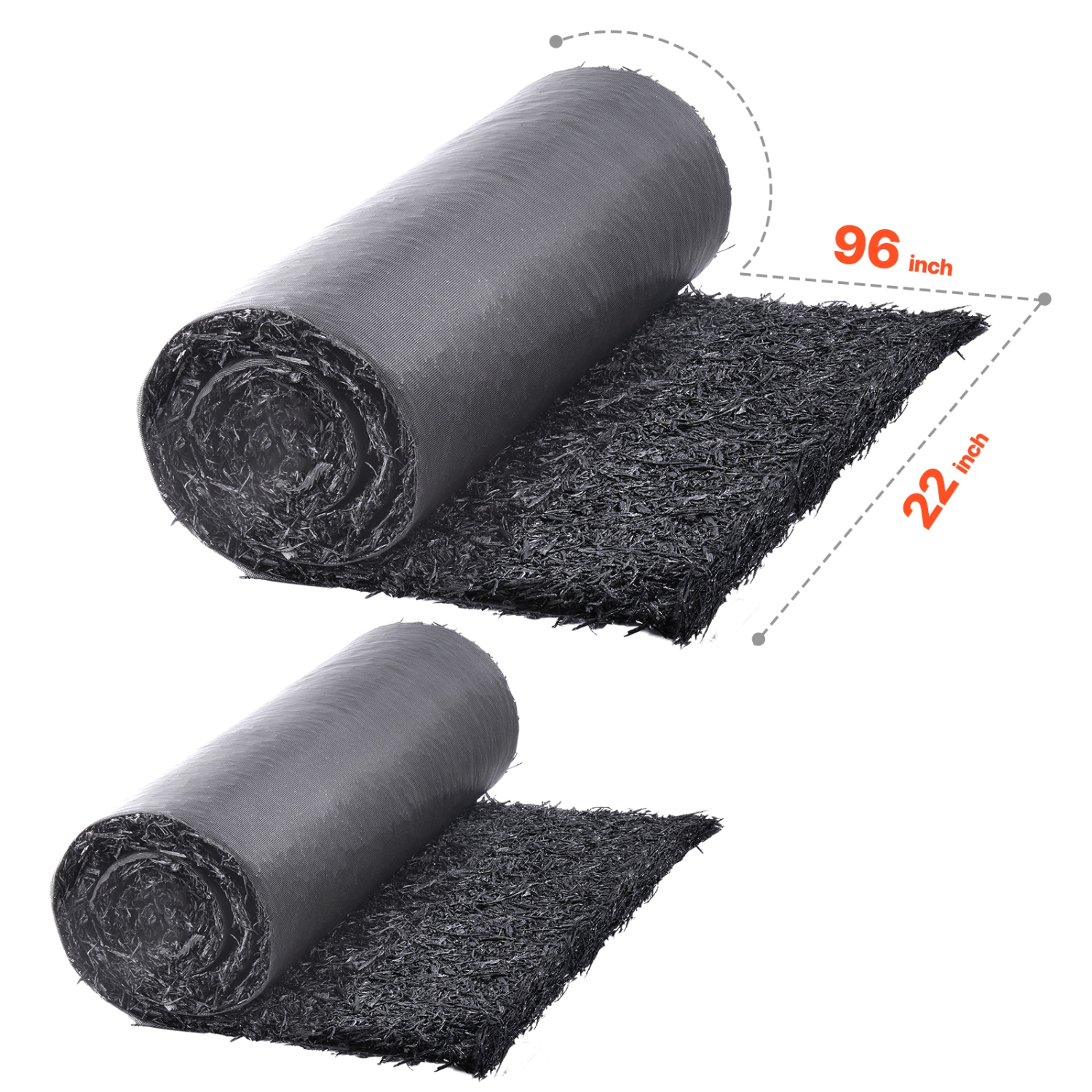 VEVOR 96 x 22 in Rubber Mulch for Landscaping, 2 Rolls Recycled Rubber Mulch Mat , Permanent Rubber Pathway, Natural-Looking Black Mulch Garden