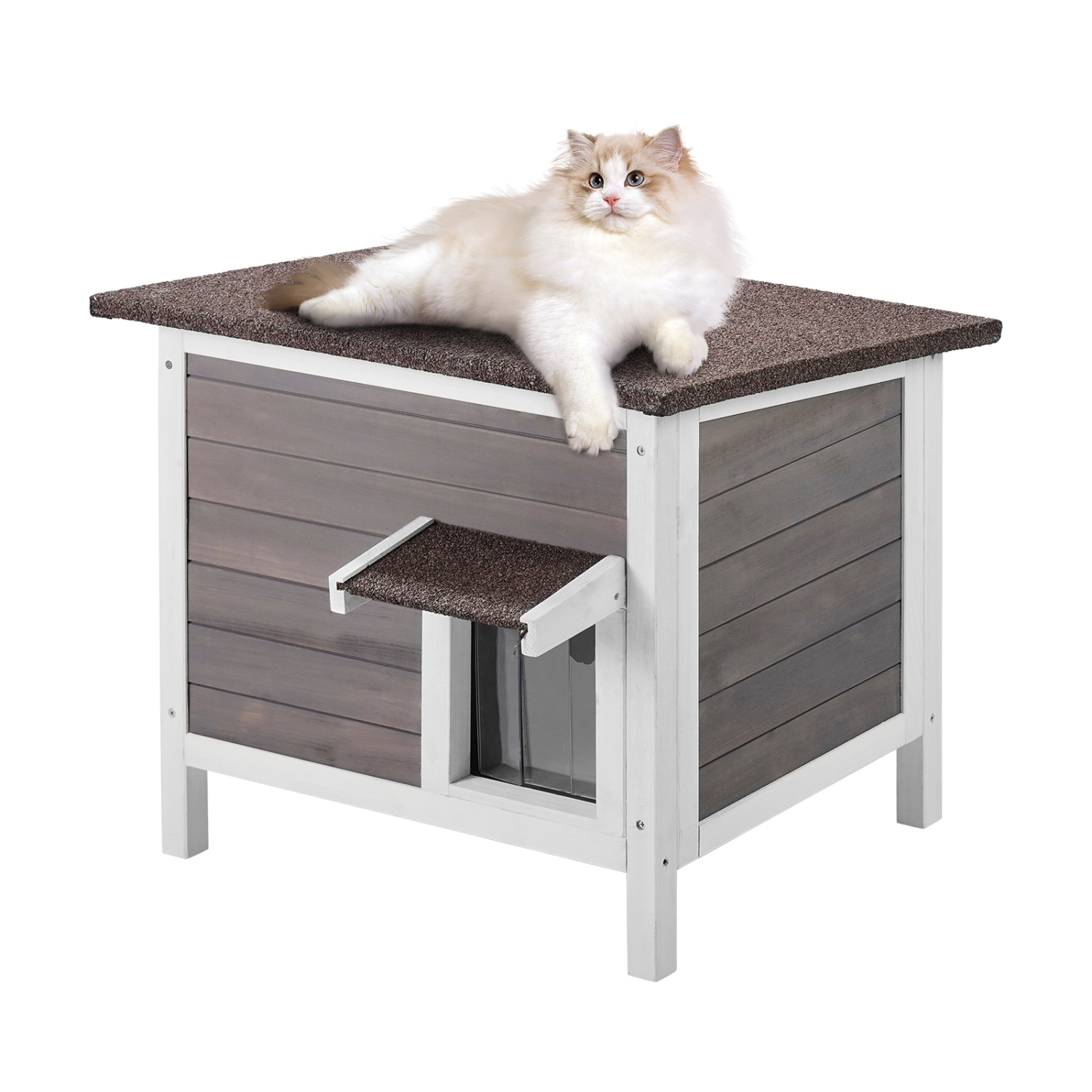 VEVOR 24"L x 20"W x 21"H Outdoor Cat House Weatherproof, Feral Cat Shelter for Multiple Cats, Wooden Cat Rabbit House with All-Round Foam Insulated,