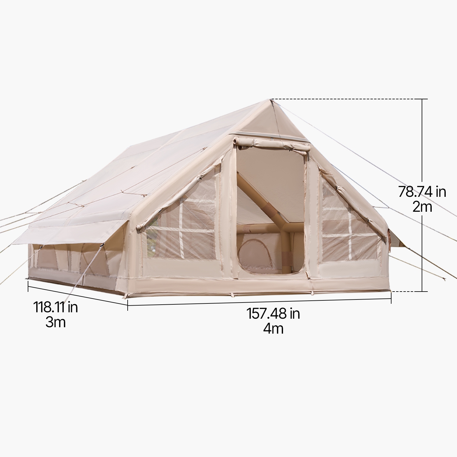 VEVOR 5-8 Person Inflatable Tents for Camping,Easy Setup Blow up Tent with Hand Pump, 300D Oxford Glamping Tent with Stove Jack 2 Doors & 4 Mesh