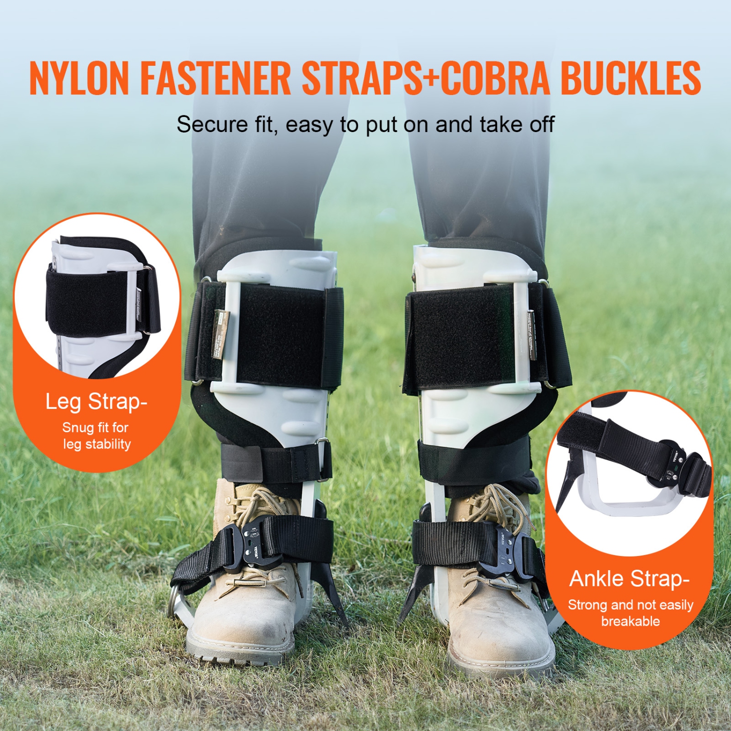 VEVOR 1 Pair Tree Climbing Spikes, Aluminum Climbing Spurs, 350lbs Load Capacity Tree Climbing Gear with Straps and Spike Protectors, Arborist