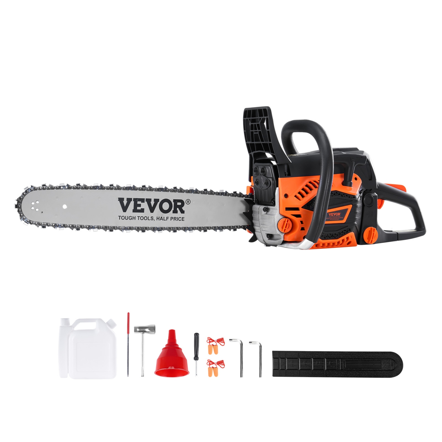 VEVOR 58CC Gas Chainsaw, 20" 3.22HP, Gasoline Powered Chain Saw, Handheld Cordless Petrol Chainsaws for Tree Wood Branch Cutting, Tree Trimming, Land