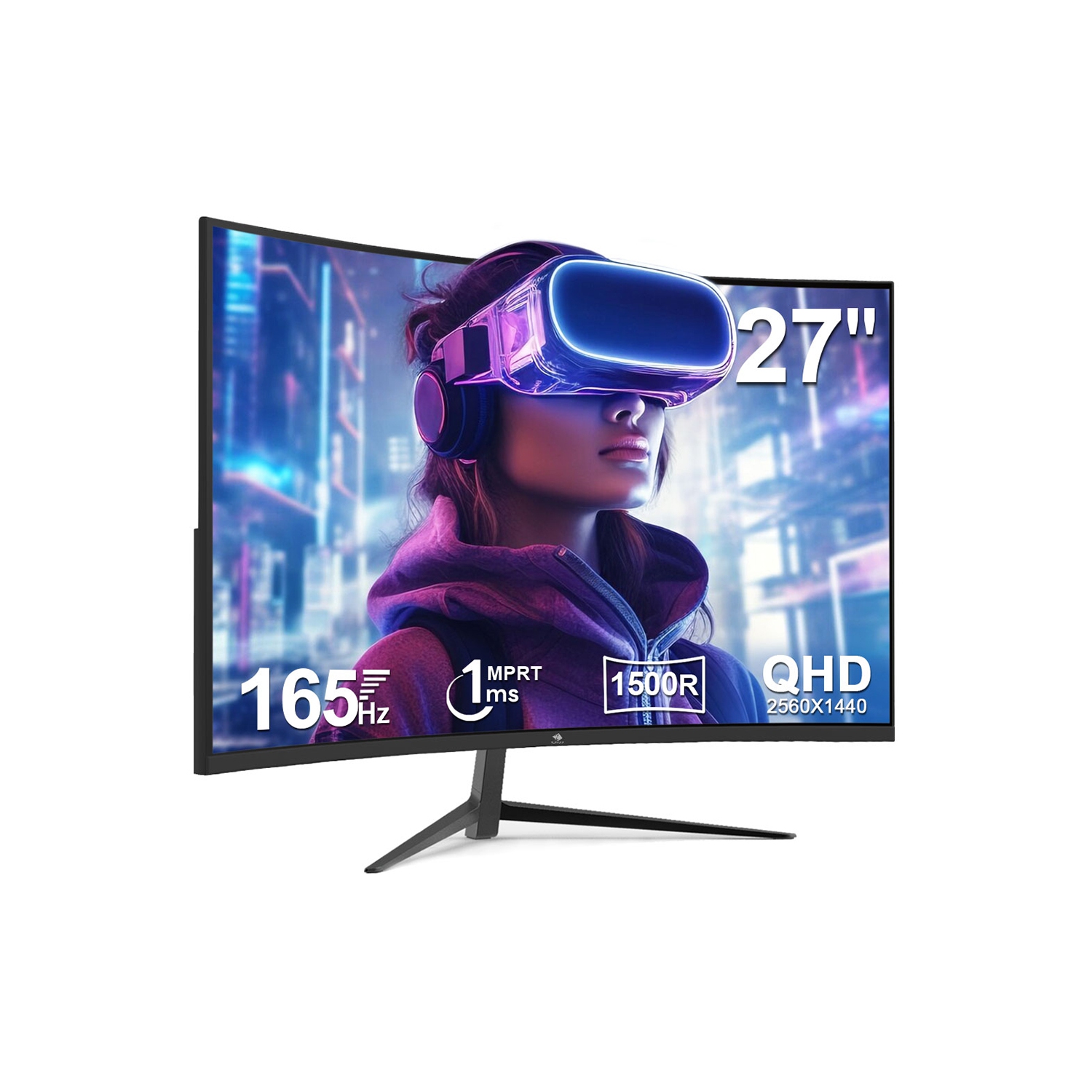 27" 2K QHD 2560 x 1440 165Hz 1ms Curved Gaming Monitor, FreeSync Compatible, HDMI 2.0, DP 1.2