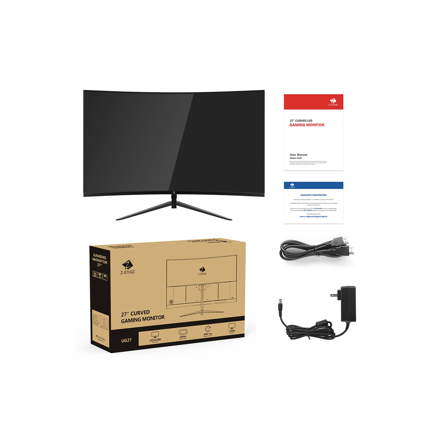 27" 1080P Full HD 1920 x 1080 200Hz 1ms Curved Gaming Monitor, FreeSync Compatible, HDMI 2.1 + DP 1.4