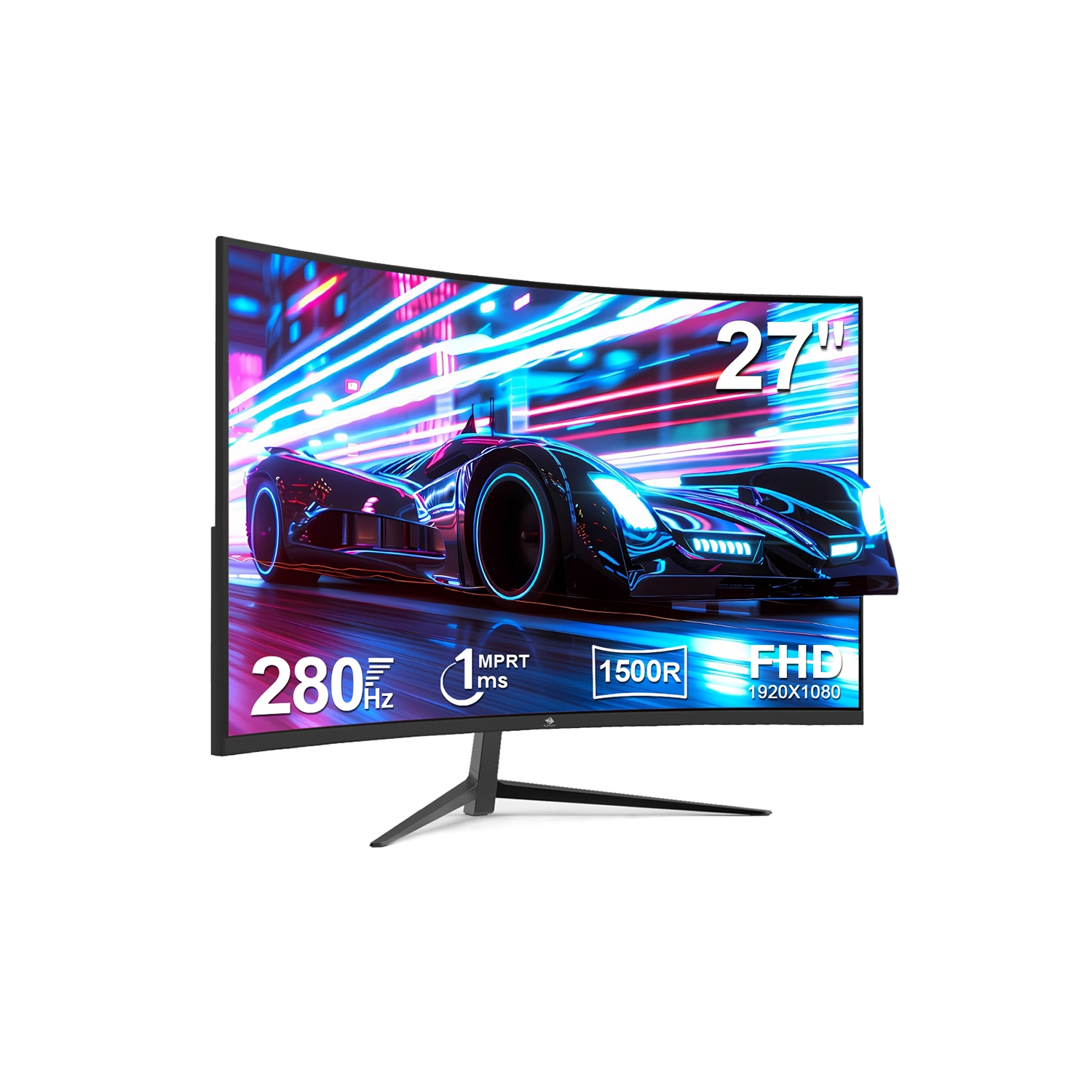 Moniteur de jeu incurvé 1&nbsp;ms 280&nbsp;Hz HD intégrale 1080p 1920 x 1080 de 27&nbsp;po, 2 ports HDMI, 2 port DP
