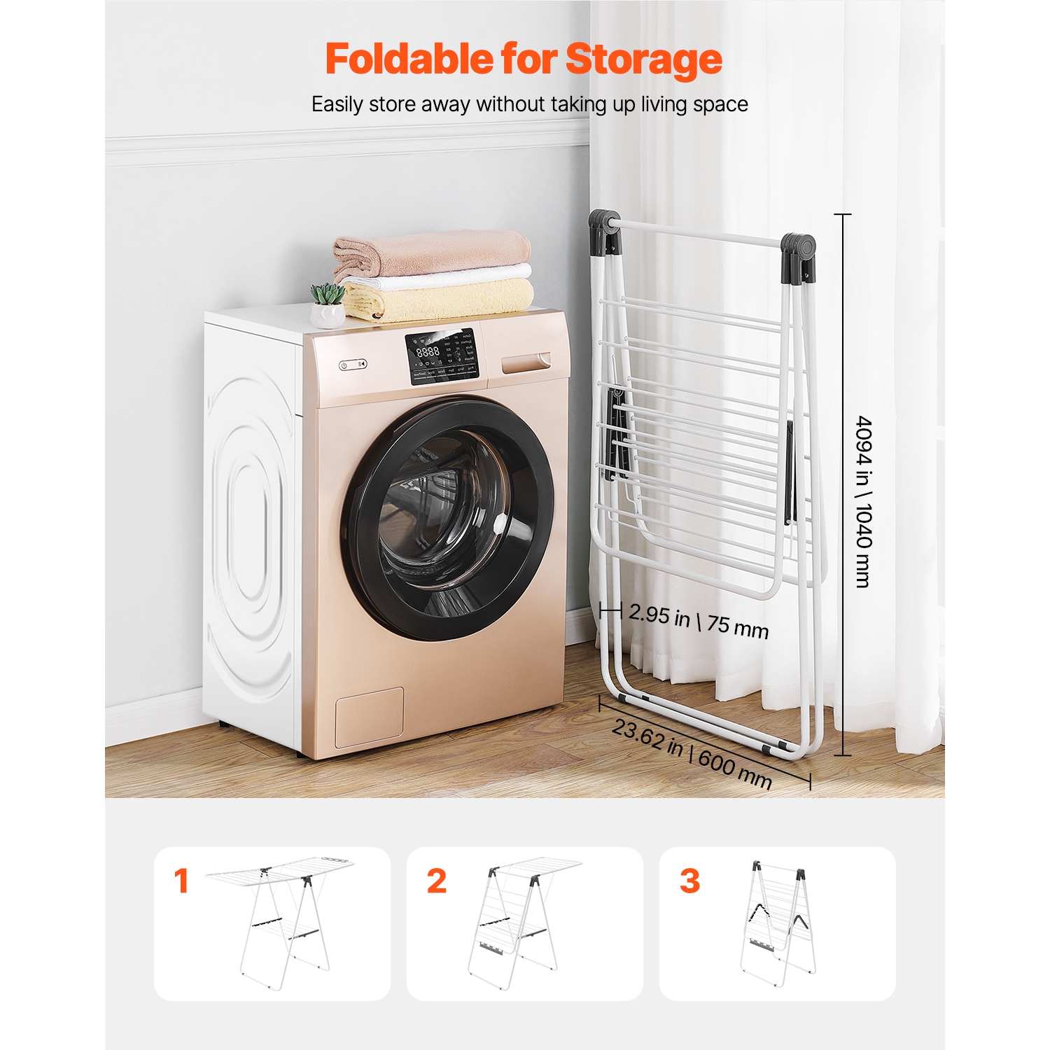 VEVOR 2-Tier Clothes Drying Rack, Foldable Laundry Dryer Rack with Sock Clips & 21 Drying Rods, Metal Height Adjustable Drying Racks, Free-Standing &