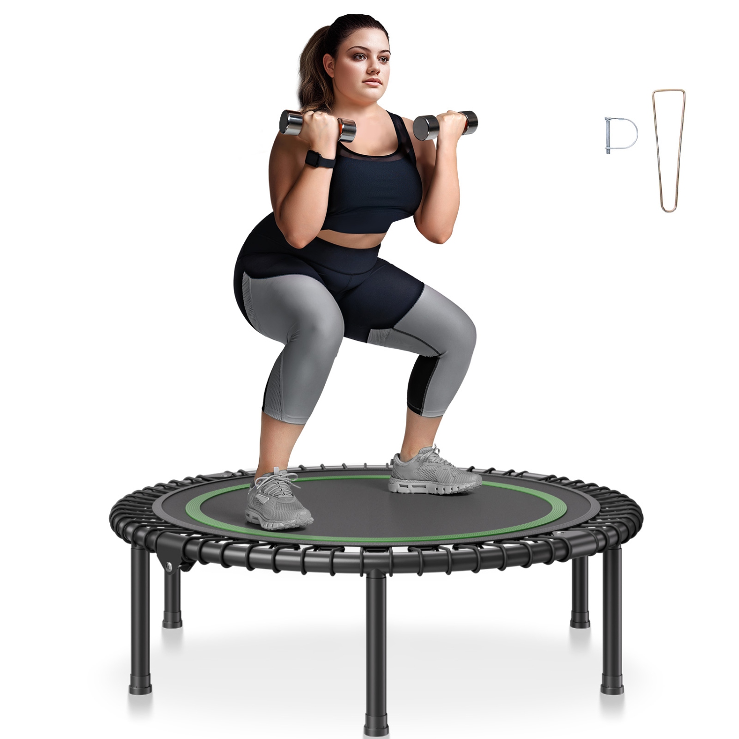 VEVOR 330lbs Max Load Foldable Mini Trampoline, 40 Inch Fitness Rebounder, Stable & Quiet Indoor Small Workout Trampoline, Mini Trampoline for Adults